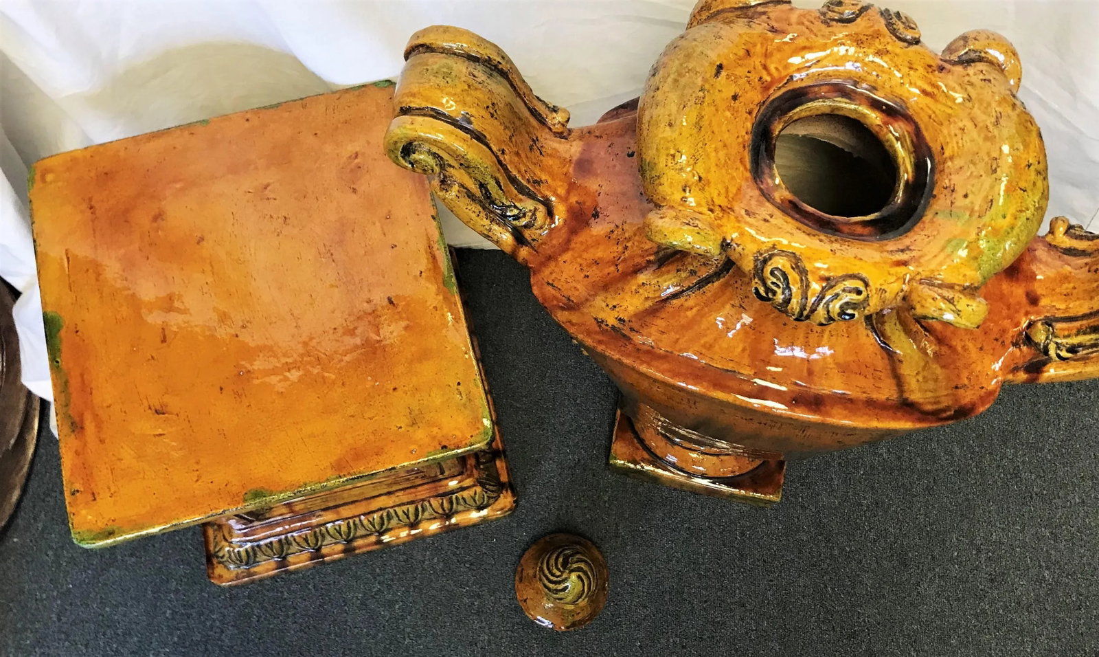 Italian Ceramic Large Lidded Urn on Pedestal - 10