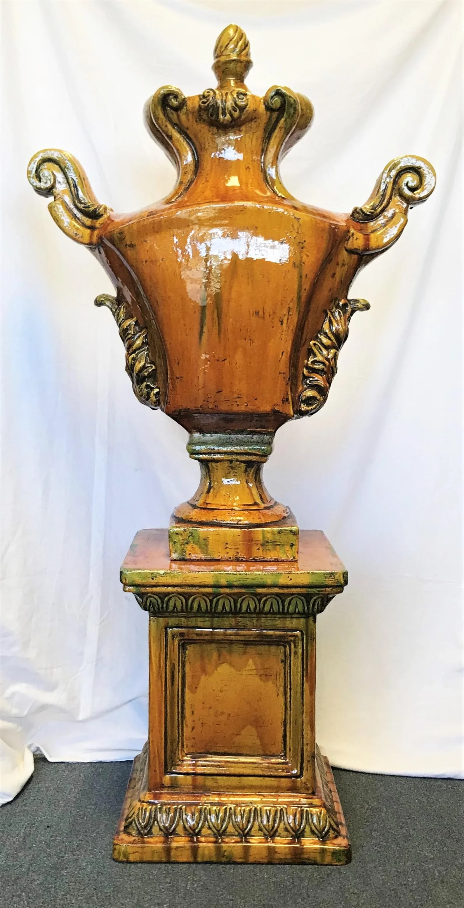 Italian Ceramic Large Lidded Urn on Pedestal - 3