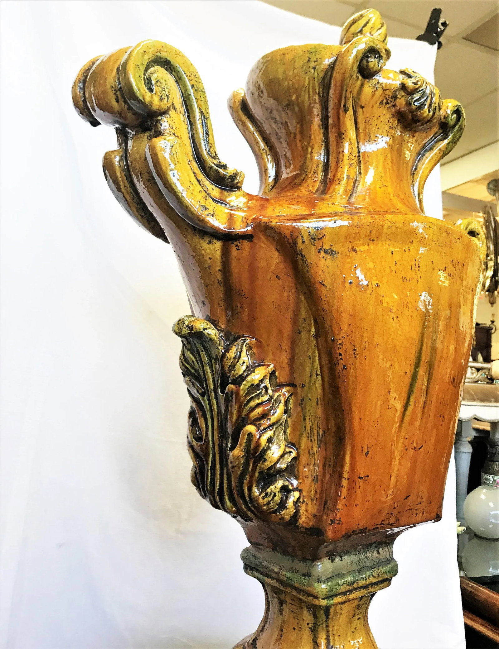 Italian Ceramic Large Lidded Urn on Pedestal - 5
