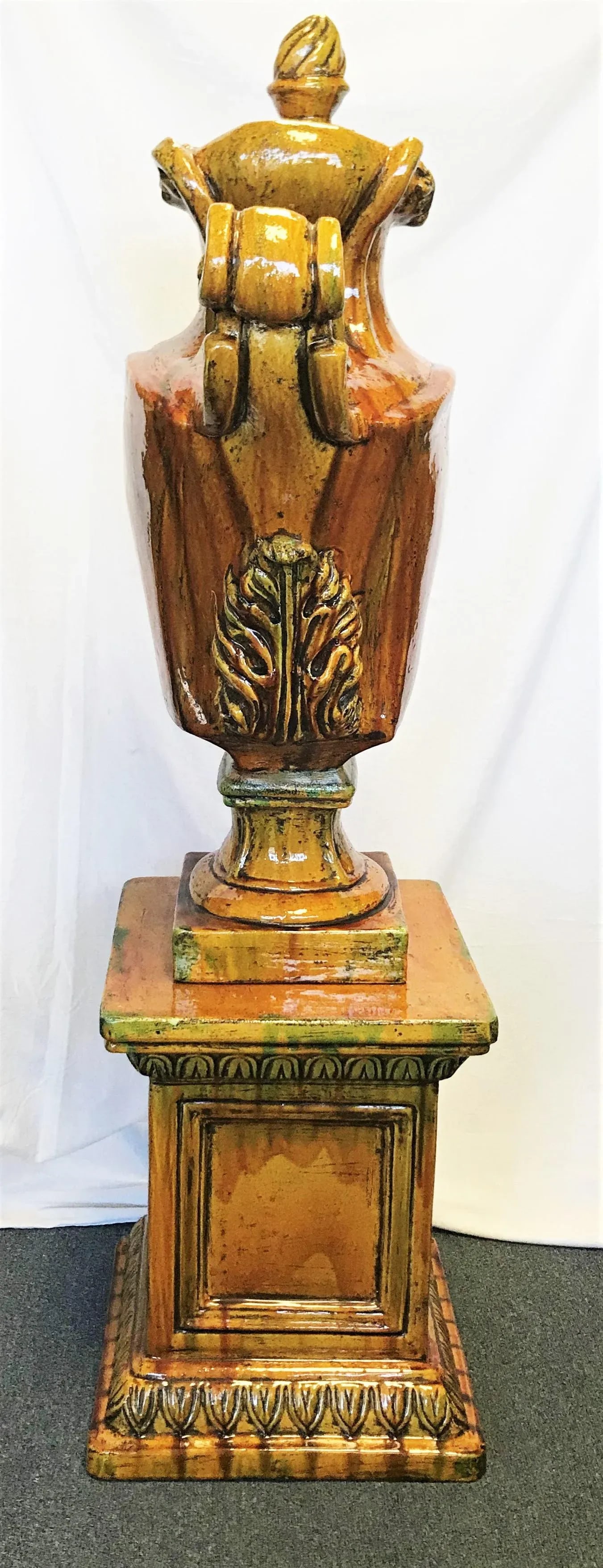 Italian Ceramic Large Lidded Urn on Pedestal - 6