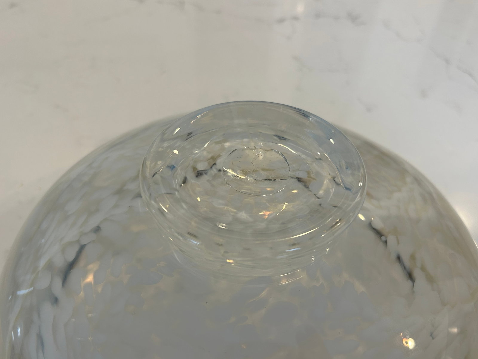 Vintage Hand-Blown Studio Art Glass Compote Bowl With Caramel Ribbon Swirl | Mid-Century Murano-Styl - 11