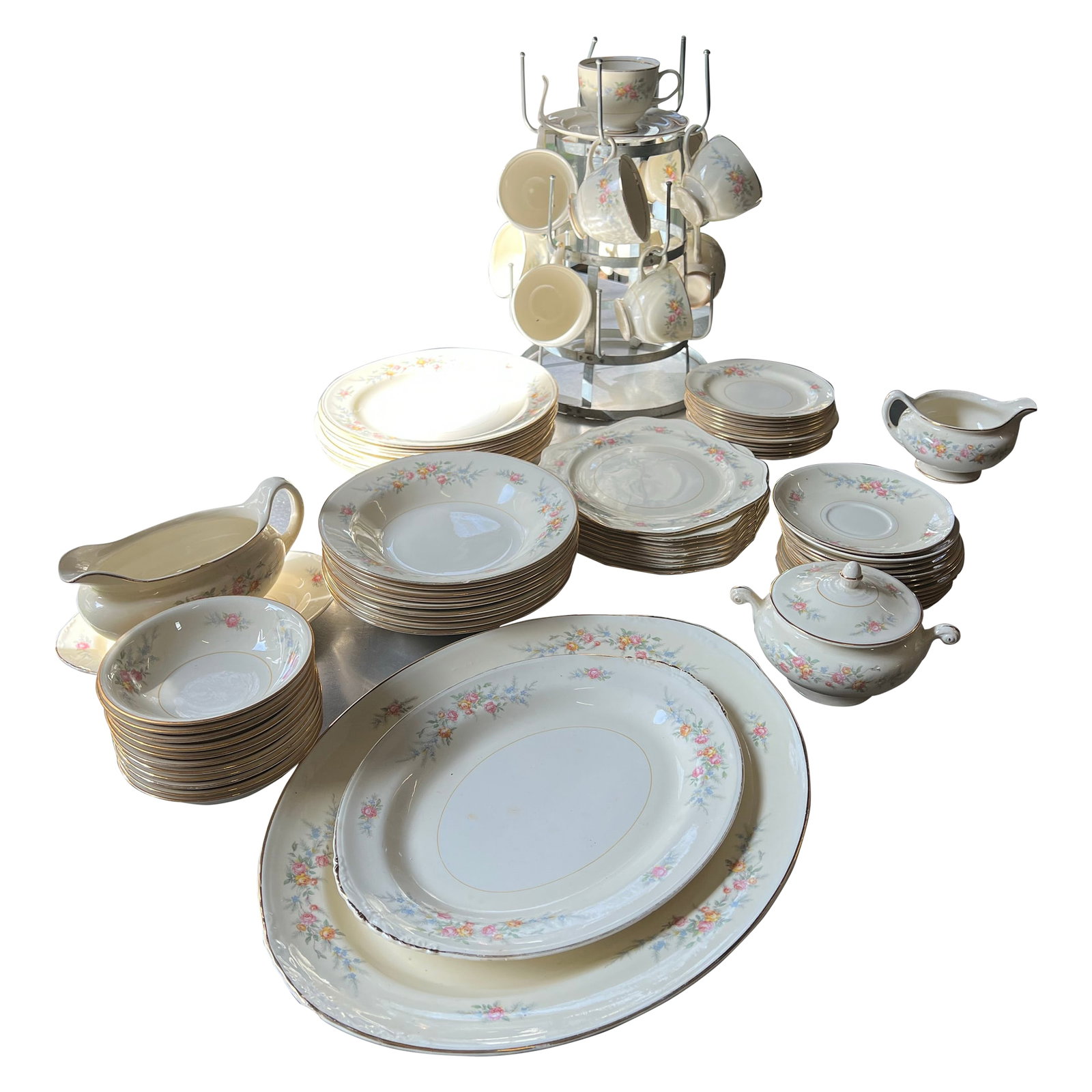 1970s Gorgeous Collection of Ceramic Eggshell Nautilus Plates and Serving Pieces- Set of 77: Up for consideration is a beautiful vintage collection of eggshell nautilus plates and serving pieces. These would look lovely in your home and they are a perfect accent for your kitchen area. These