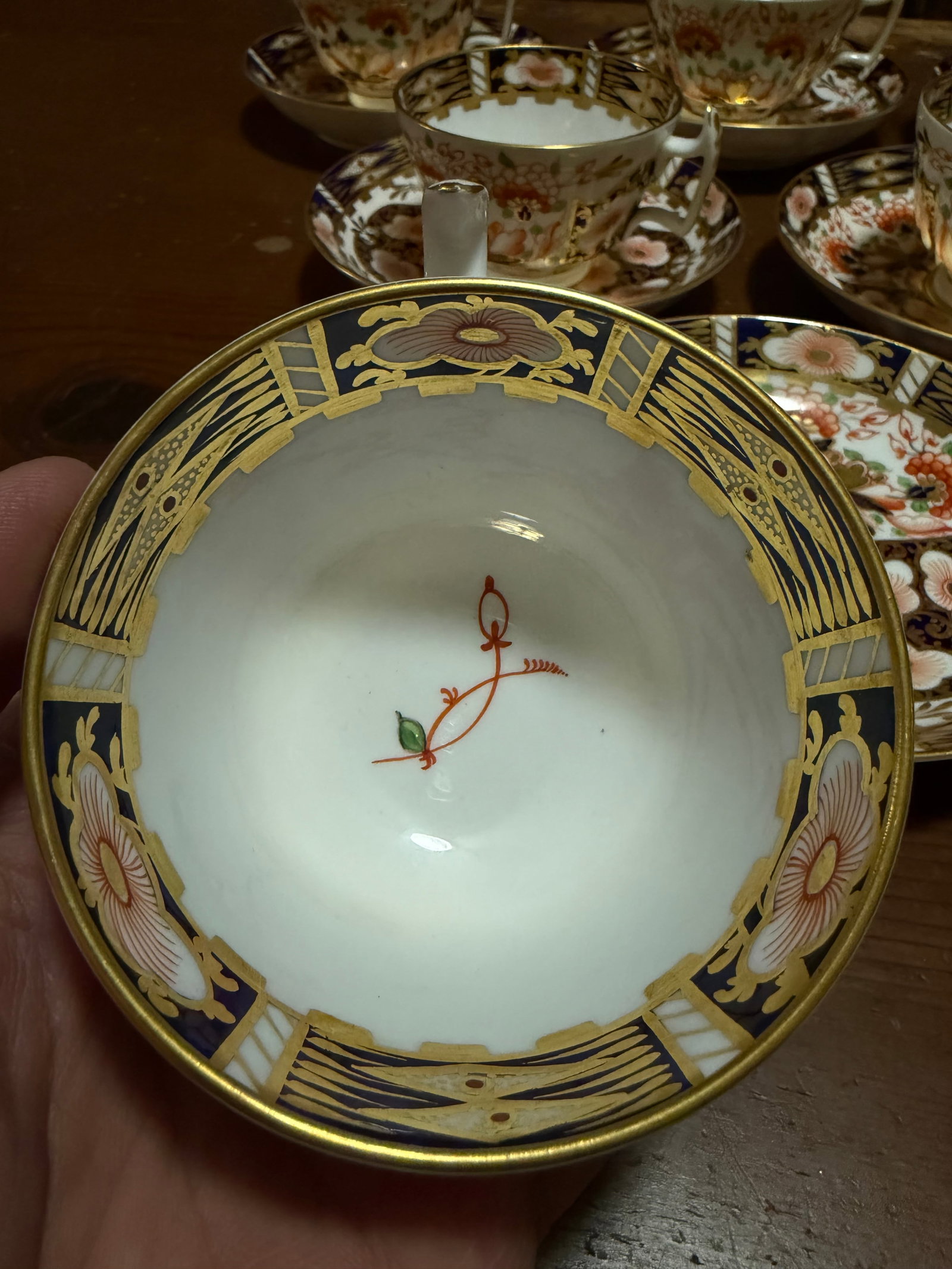 1860s Royal Crown Derby Imari Pattern Cups and Saucers by Stevenson & Hancock - Set of 10 - 11