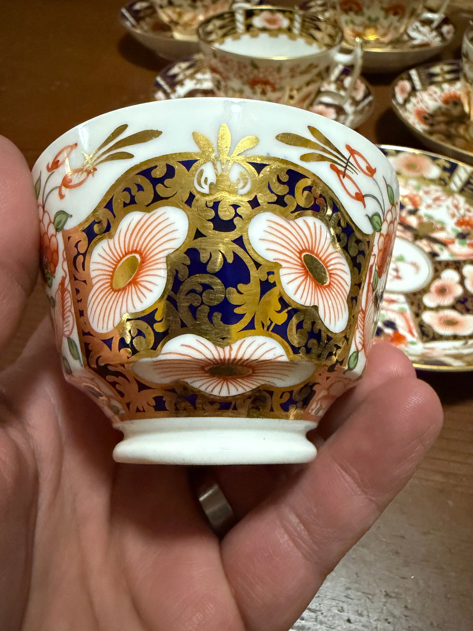 1860s Royal Crown Derby Imari Pattern Cups and Saucers by Stevenson & Hancock - Set of 10 - 13