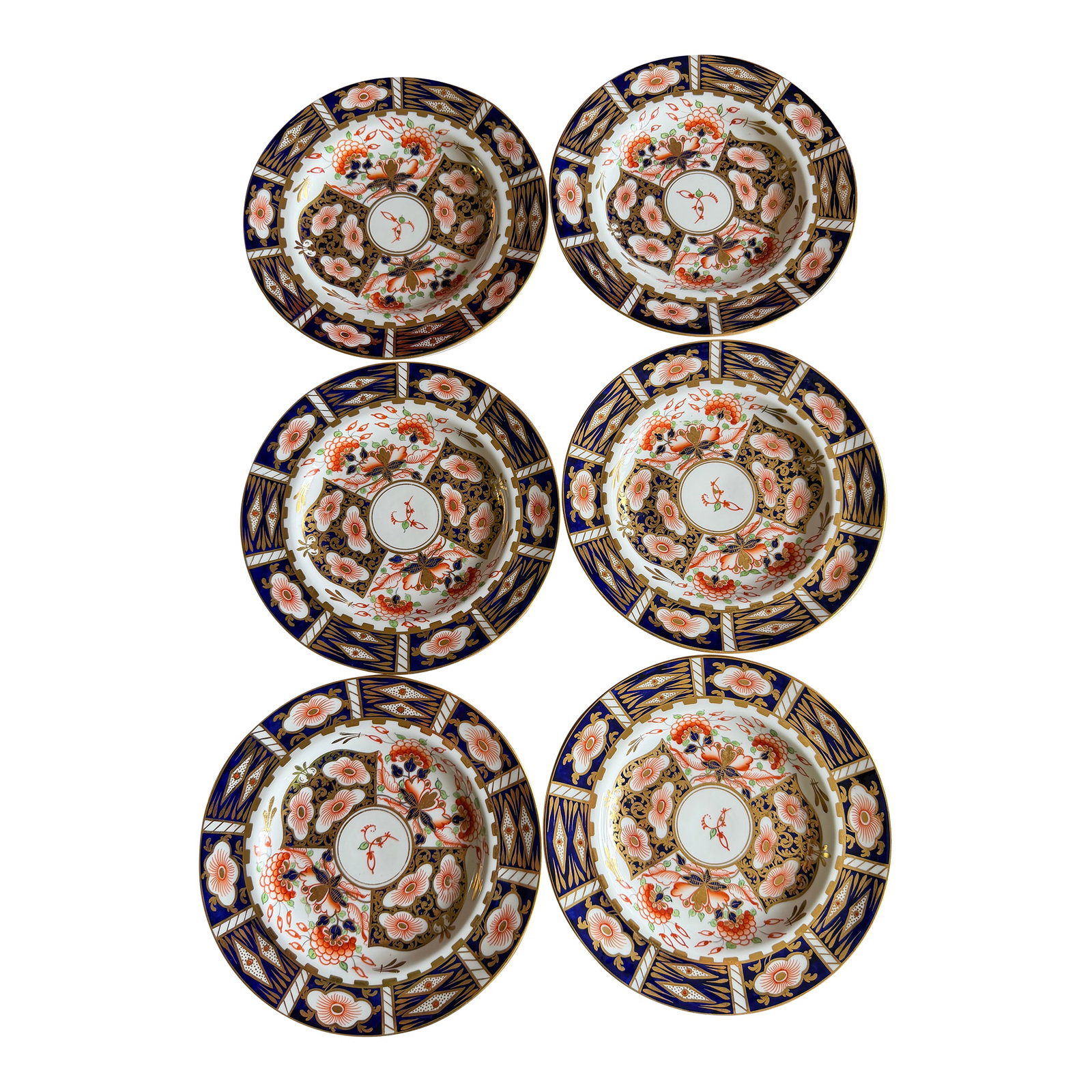 A Super Fine Set of 6 Royal Crown Derby Imari Pattern Dessert Plates by Stevenson & Hancock, Circa 1 (1 of 17)