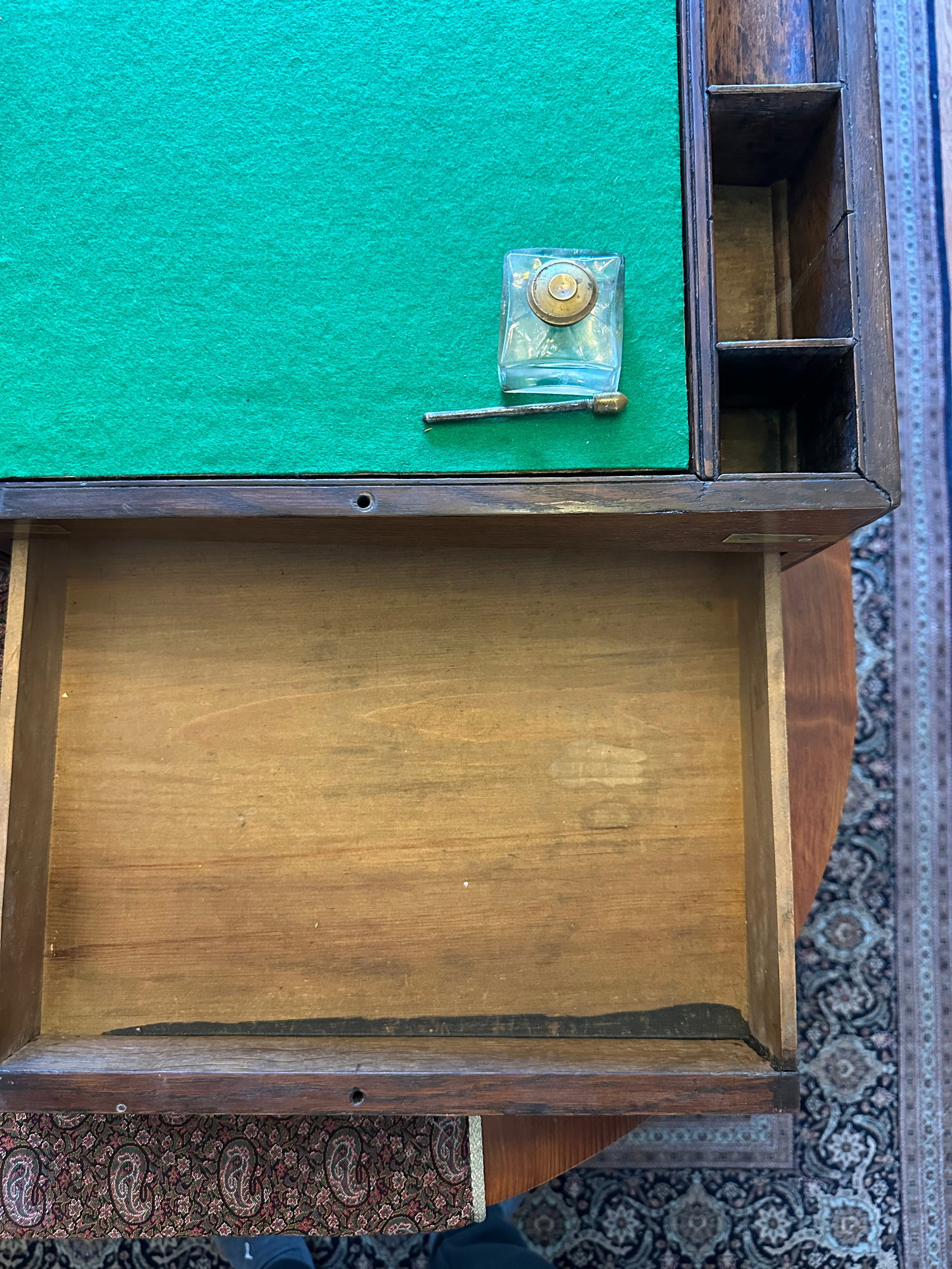 Antique Oversized Portable Oak Writing Desks With Hidden Drawer - 6
