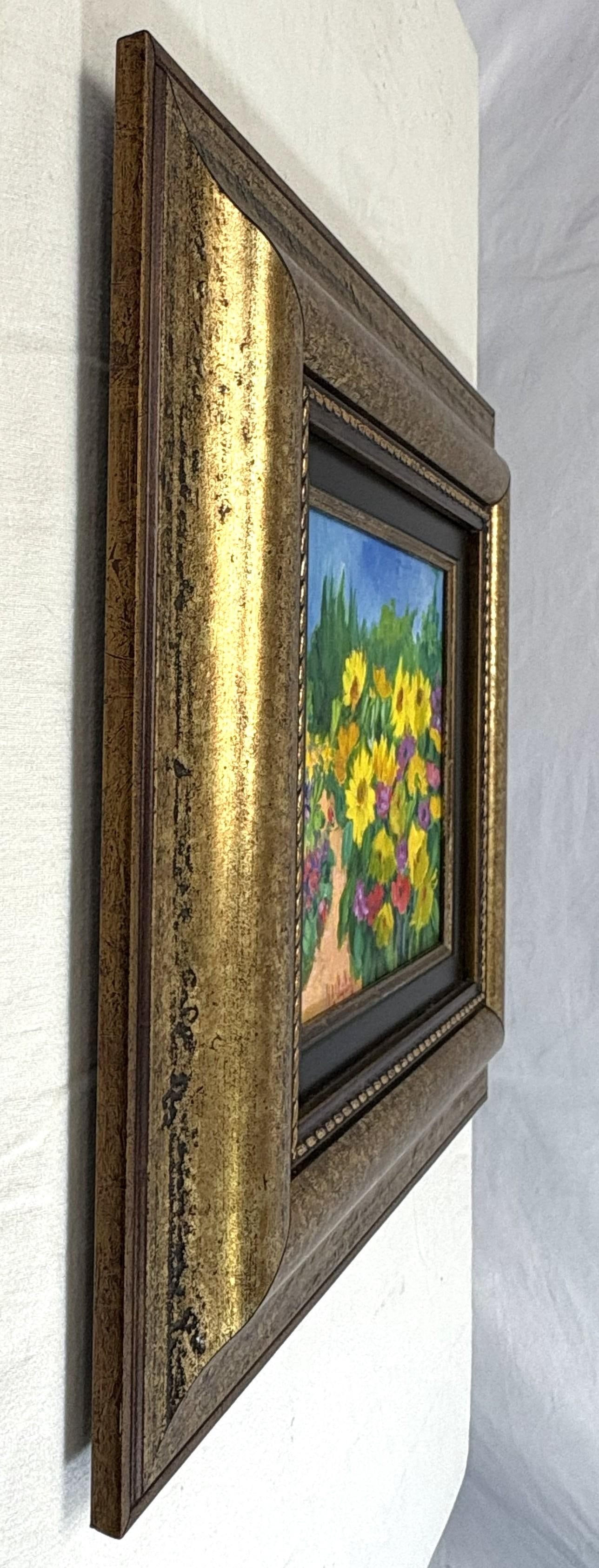 Original Signed Framed Acrylic Painting on Canvas Depicting a Flower Garden - 10