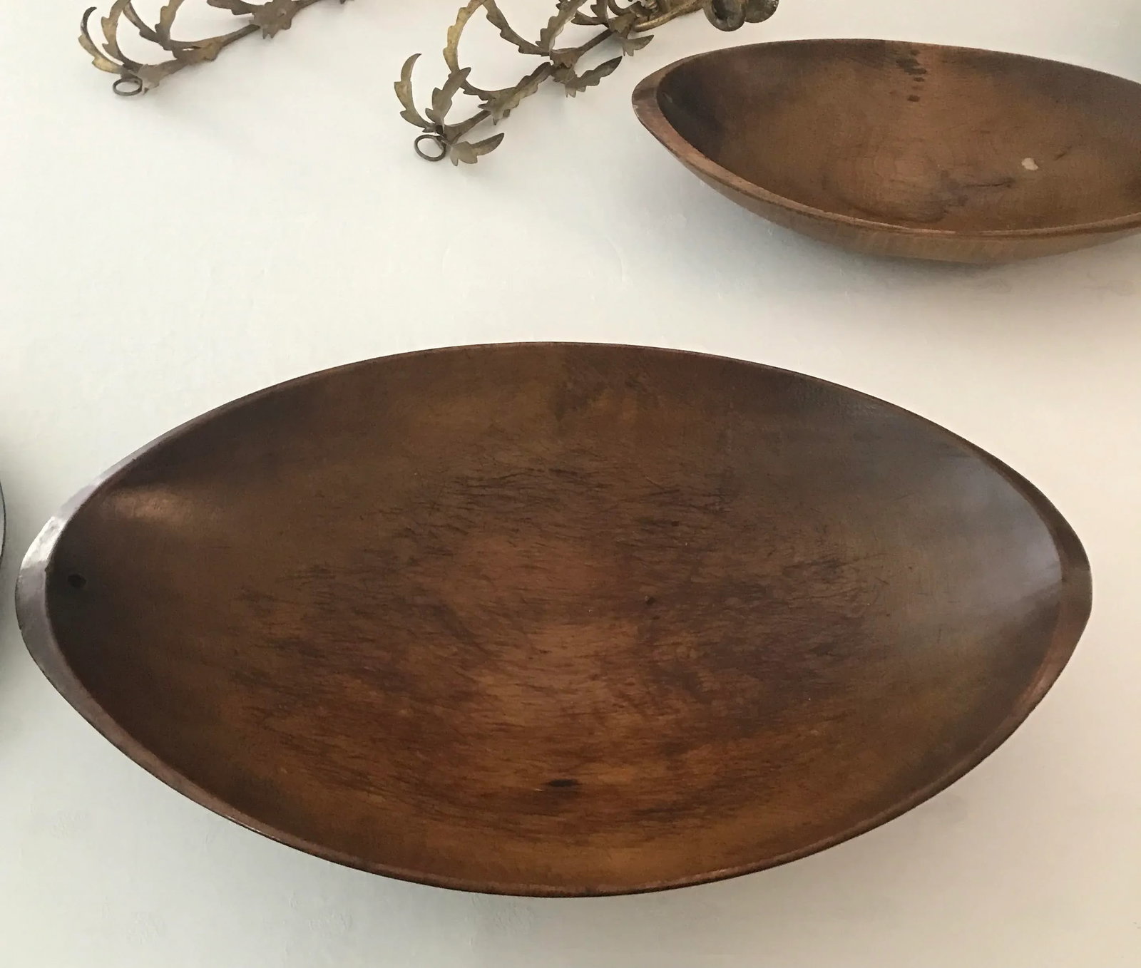 Carved Wood Dough Bowls a Pair - 12
