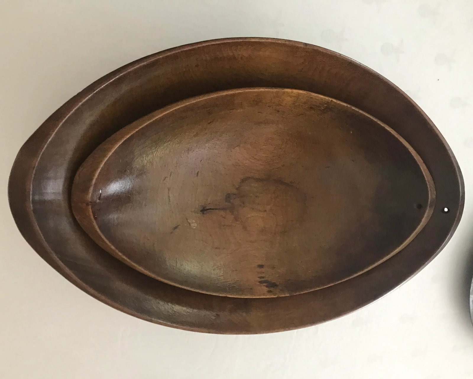 Carved Wood Dough Bowls a Pair - 13