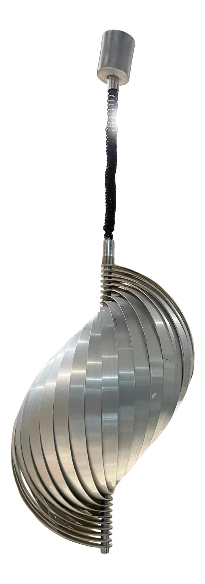 1970s French Aluminum Spiral Ceiling Pendant Twist Lamp Henri Mathieu France (1 of 10)