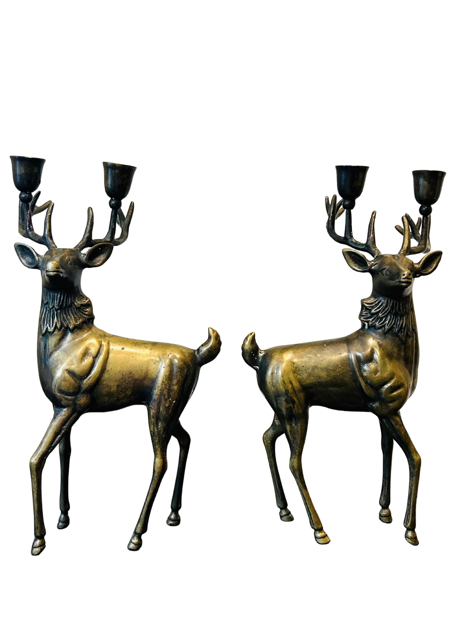 Vintage Mid-Century Modern Brass Sculptural Candelabras – Figurative Brass Art Decor - 4