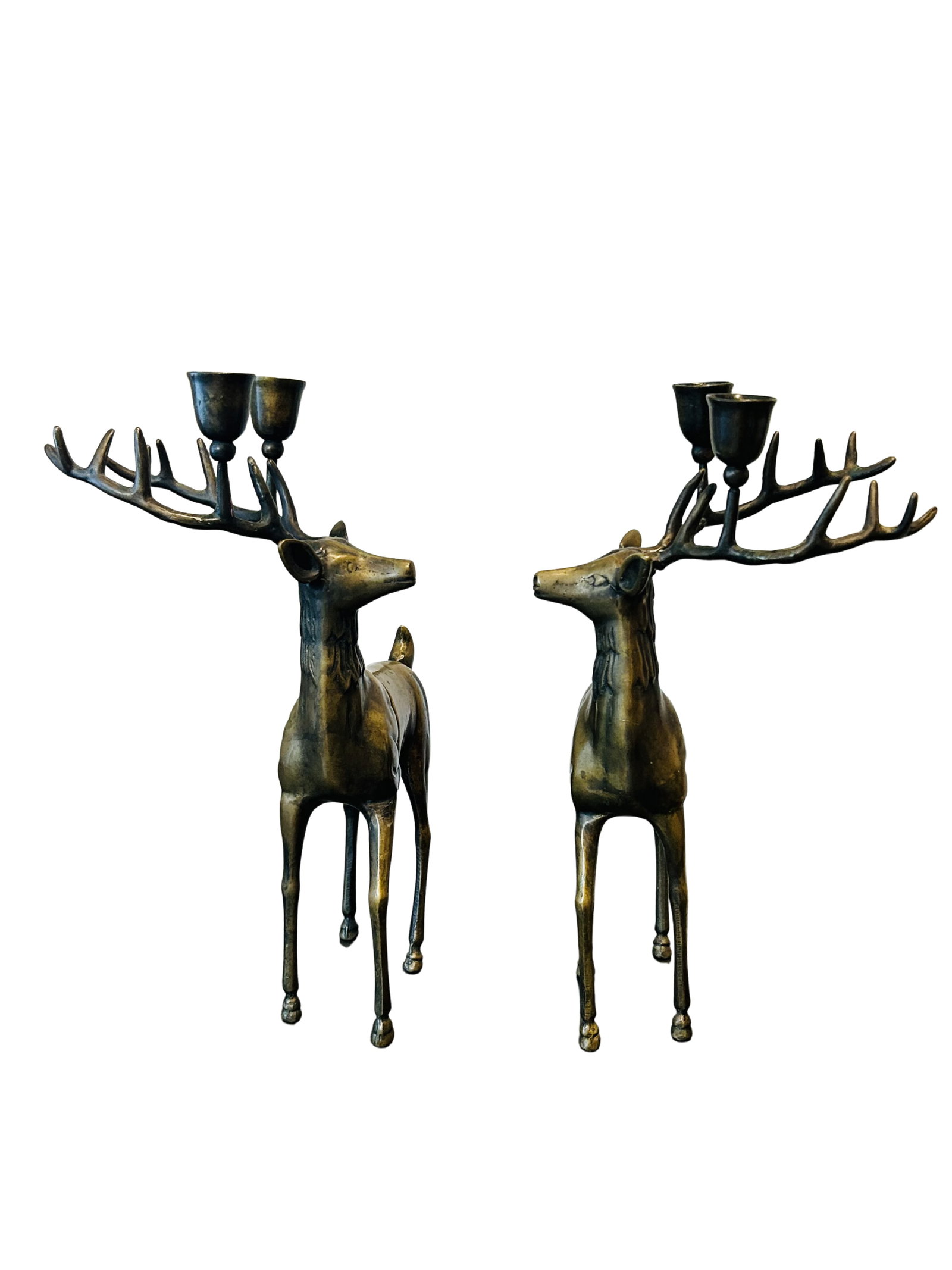 Vintage Mid-Century Modern Brass Sculptural Candelabras – Figurative Brass Art Decor - 5