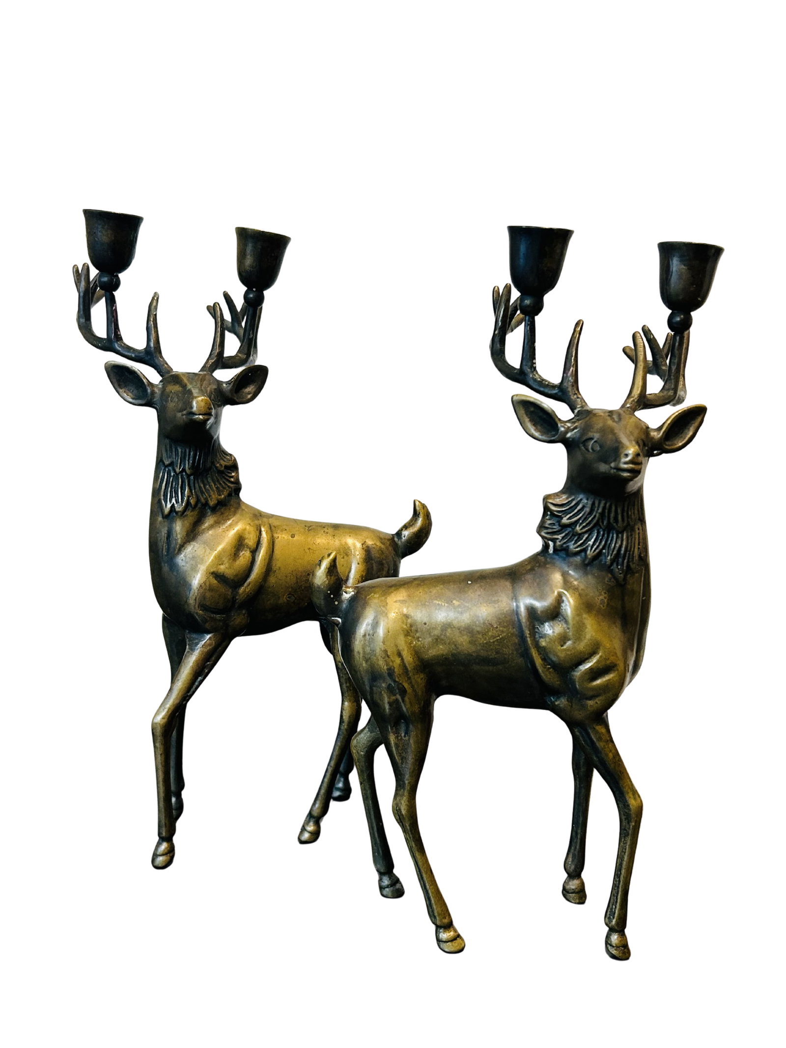 Vintage Mid-Century Modern Brass Sculptural Candelabras – Figurative Brass Art Decor - 6