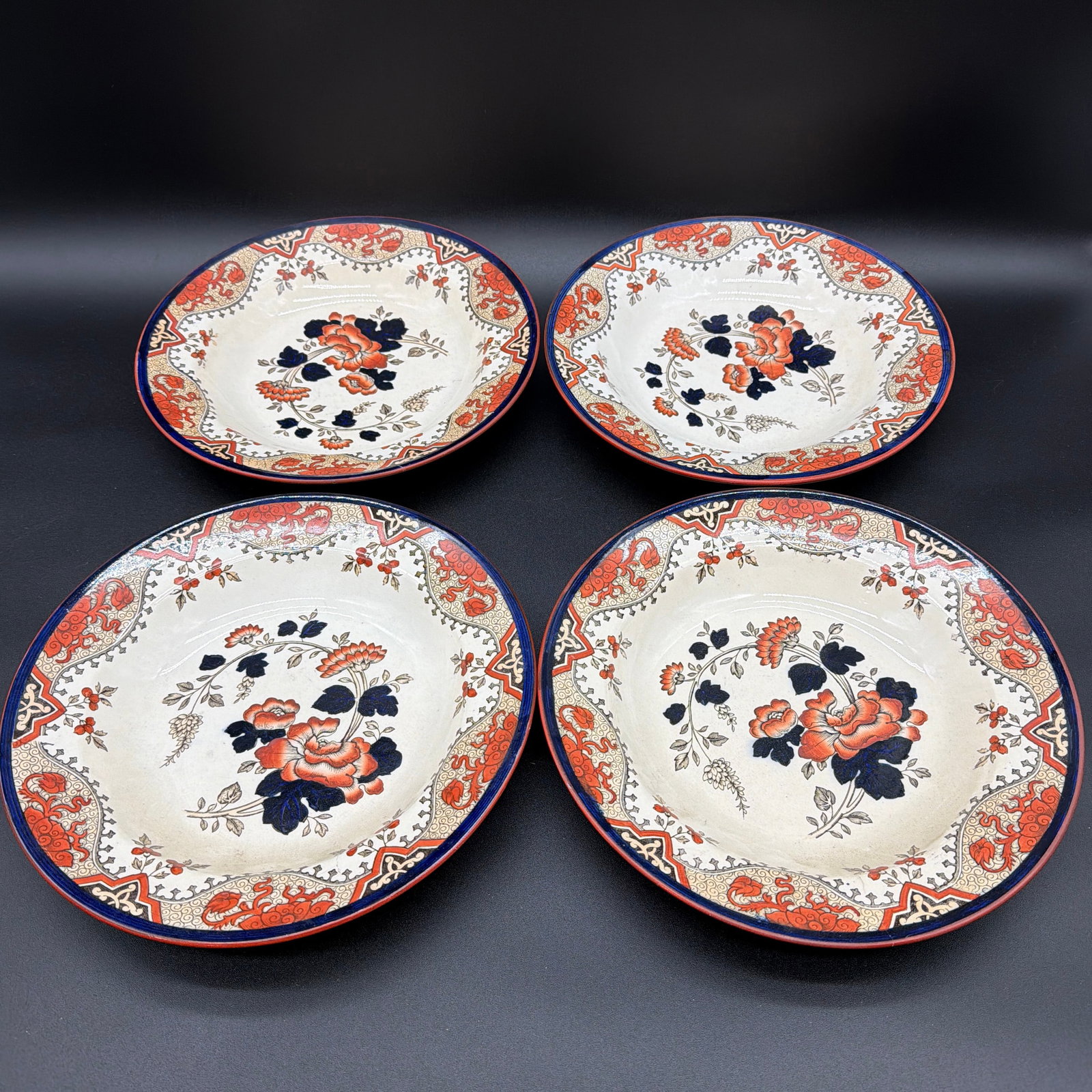 A Set of 4 Antique Doulton's Alma Pattern Soup Plates, Circa 1880's - 12