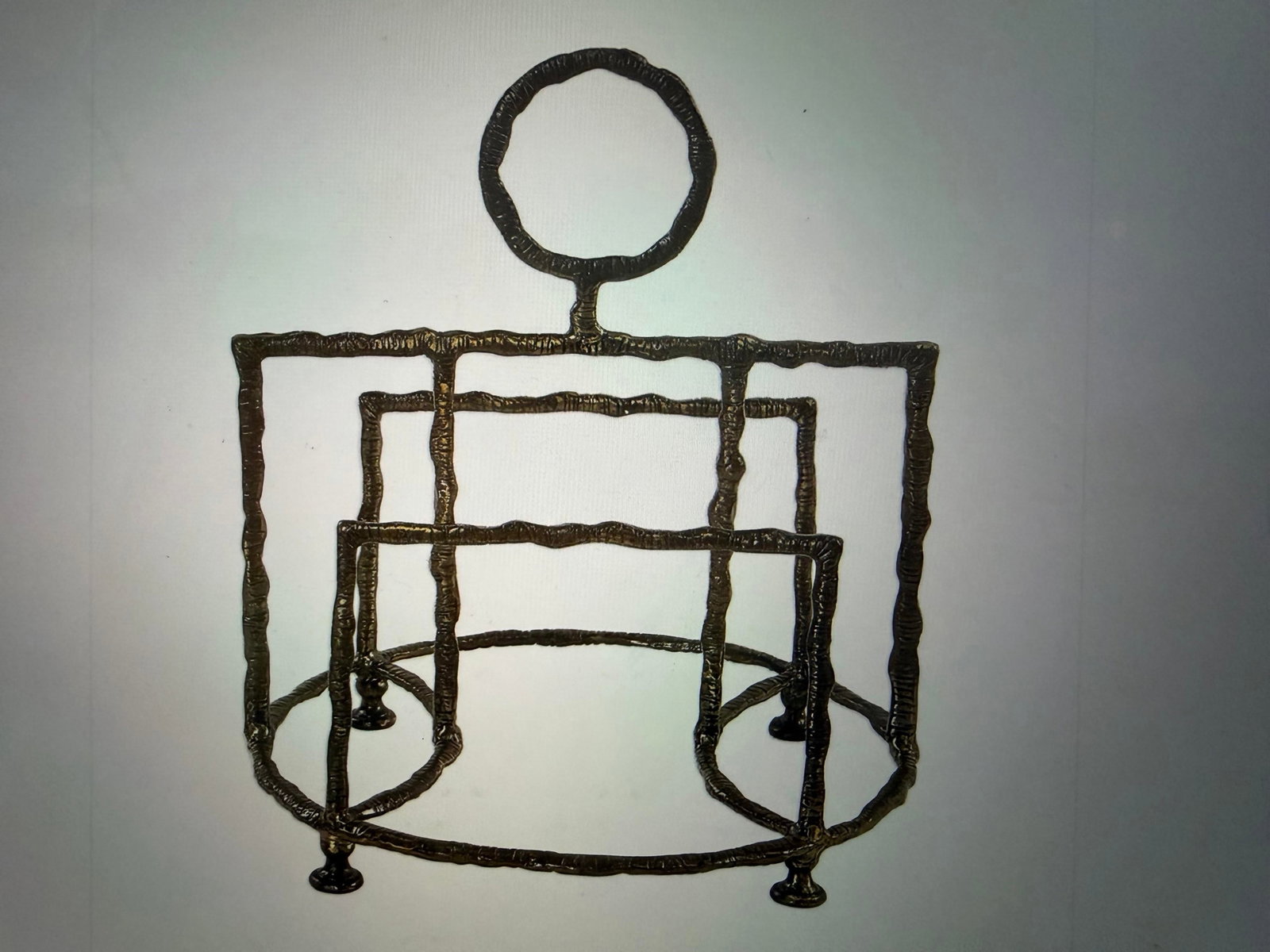Giacometti-Style Hammered Iron Sithon Magazine Holder by Uttermost - 2
