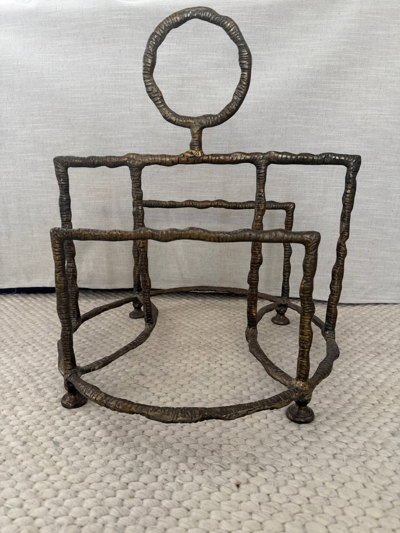 Giacometti-Style Hammered Iron Sithon Magazine Holder by Uttermost - 3