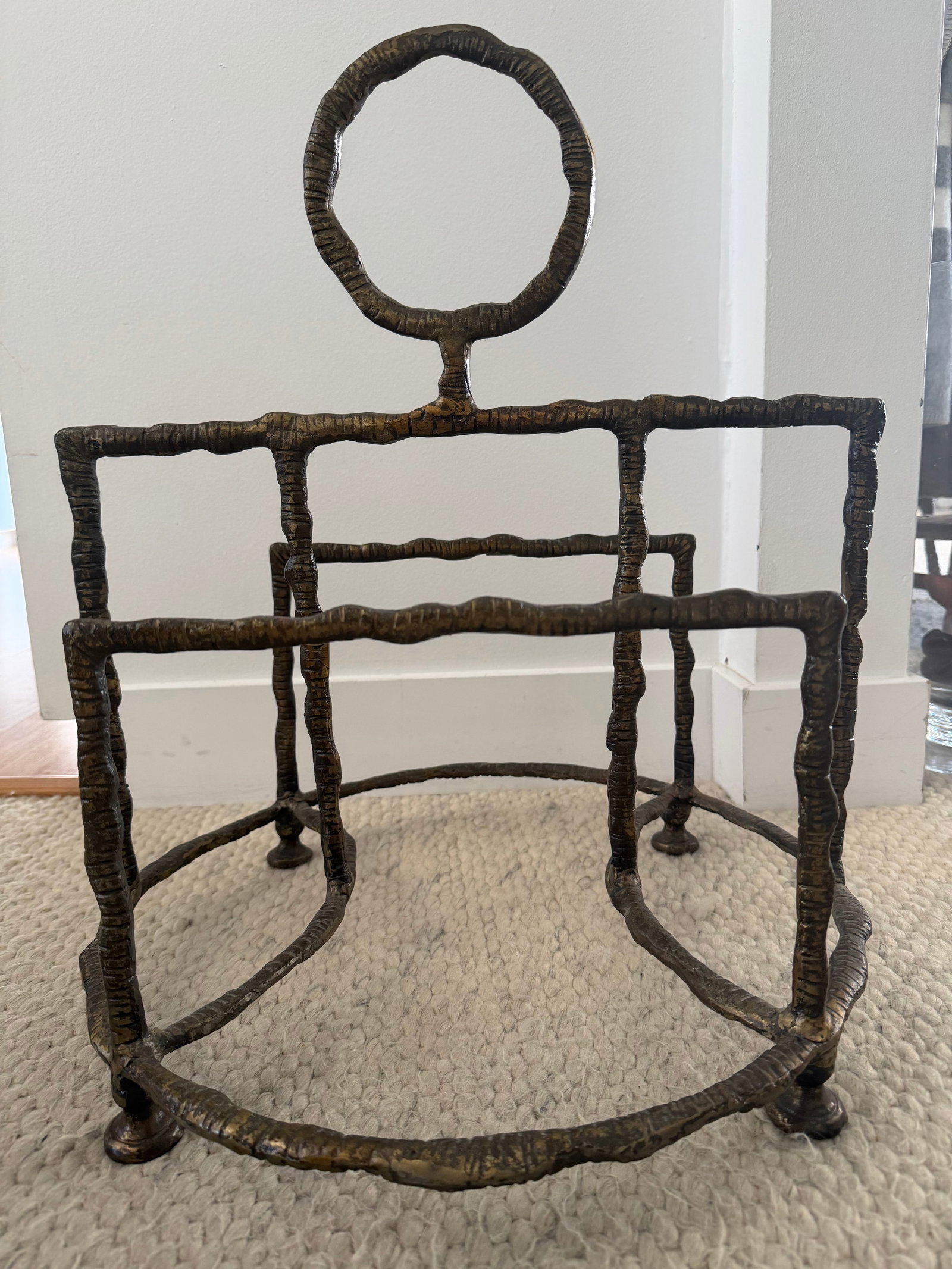 Giacometti-Style Hammered Iron Sithon Magazine Holder by Uttermost - 5