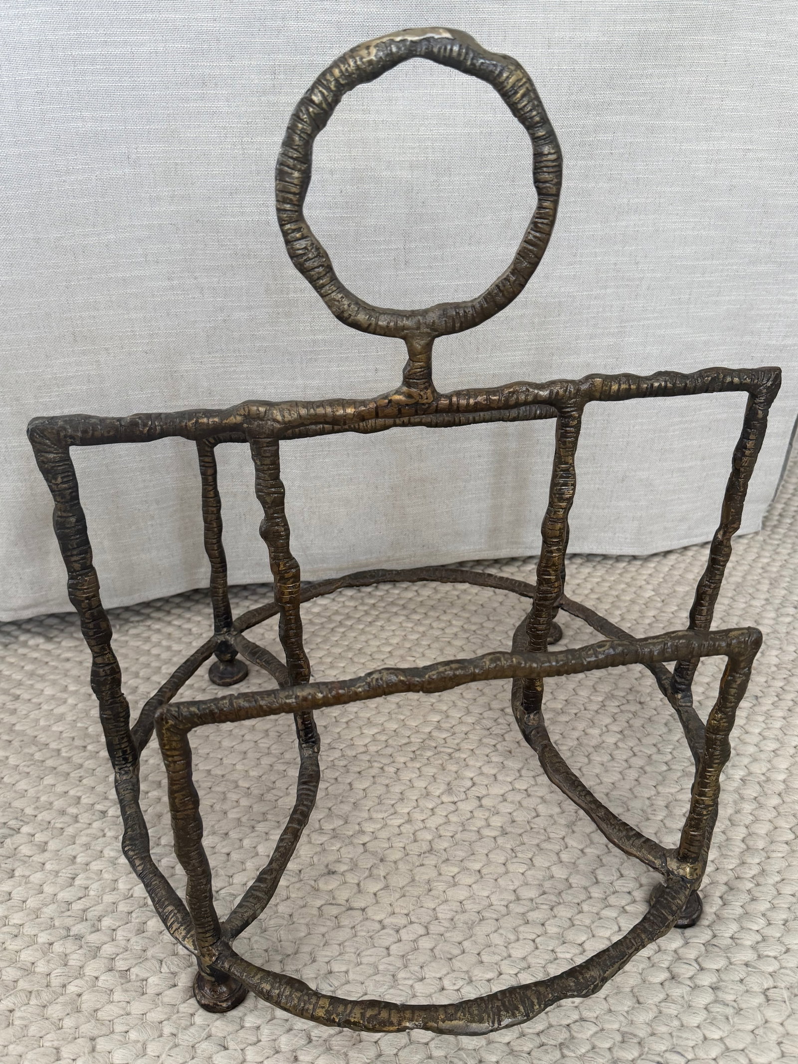Giacometti-Style Hammered Iron Sithon Magazine Holder by Uttermost - 7