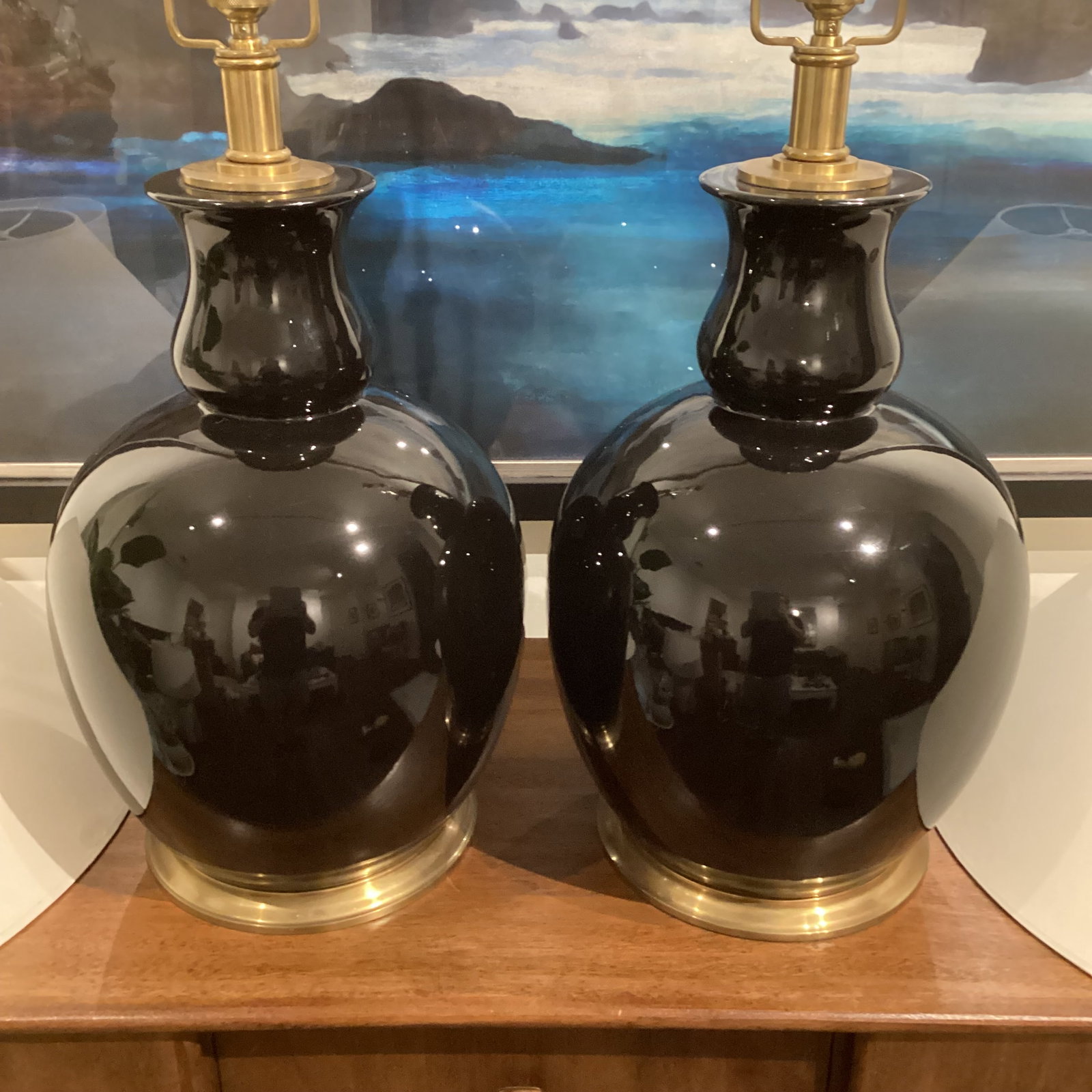 1990s Ralph Lauren Malin Ming Lamps With Cream Coolie Shades - a Pair - 3