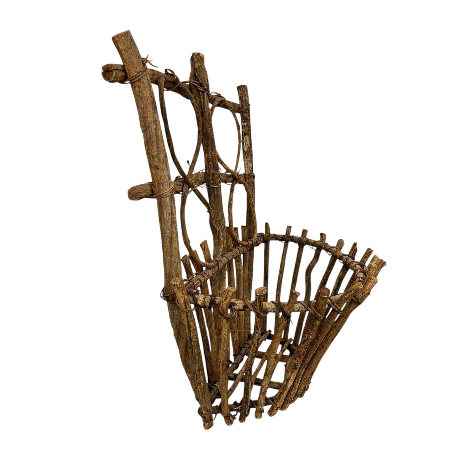Vintage Farmhouse, Cabin, Lodge, Handmade Twig Flat Back Wall Basket - 5