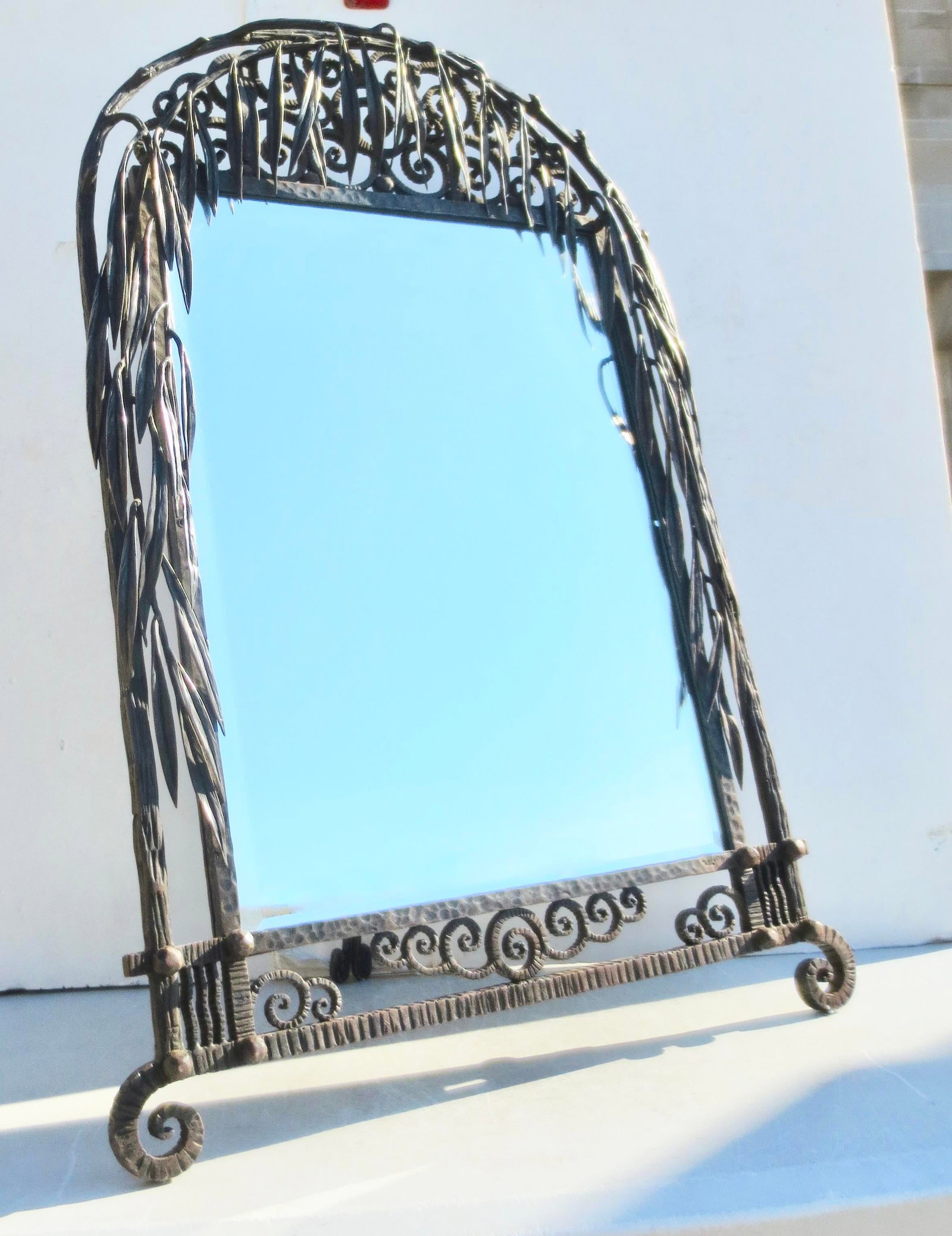 Antique French Iron Art Deco Table Mirror Circa 1920s - 13