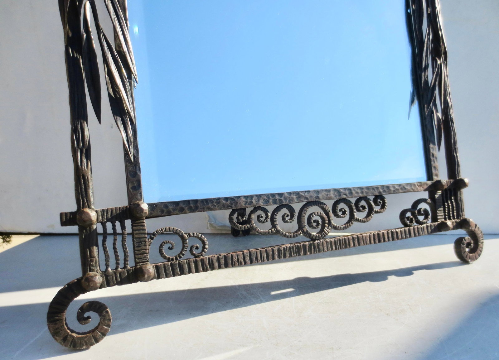 Antique French Iron Art Deco Table Mirror Circa 1920s - 14