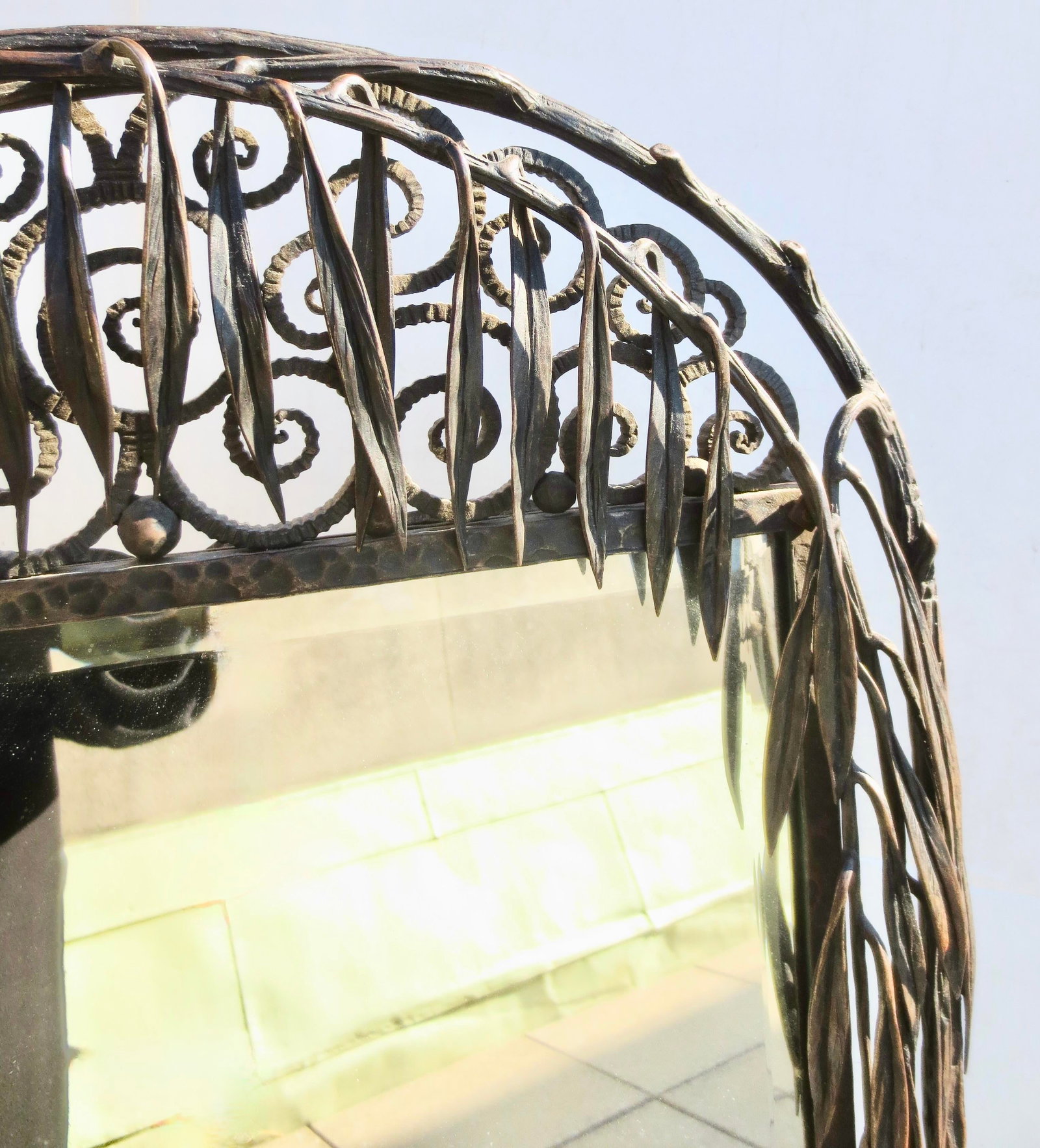 Antique French Iron Art Deco Table Mirror Circa 1920s - 3