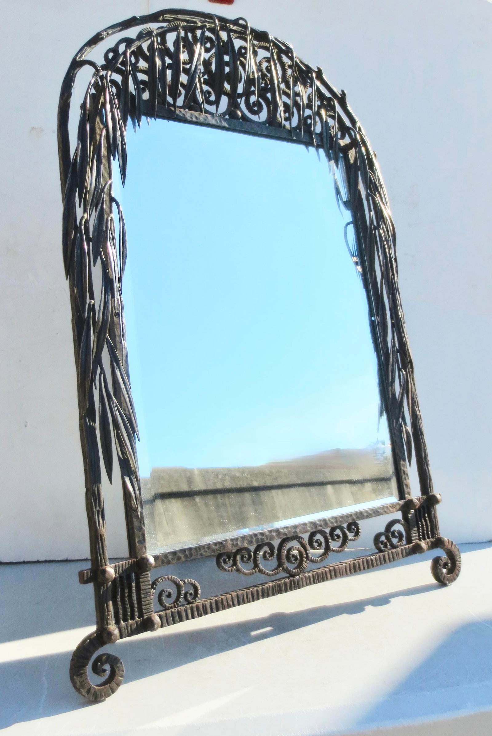 Antique French Iron Art Deco Table Mirror Circa 1920s - 5