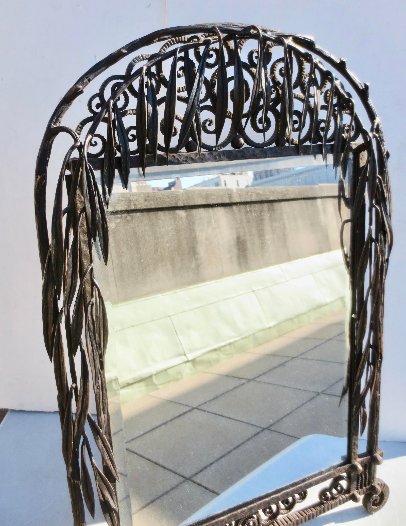 Antique French Iron Art Deco Table Mirror Circa 1920s - 8