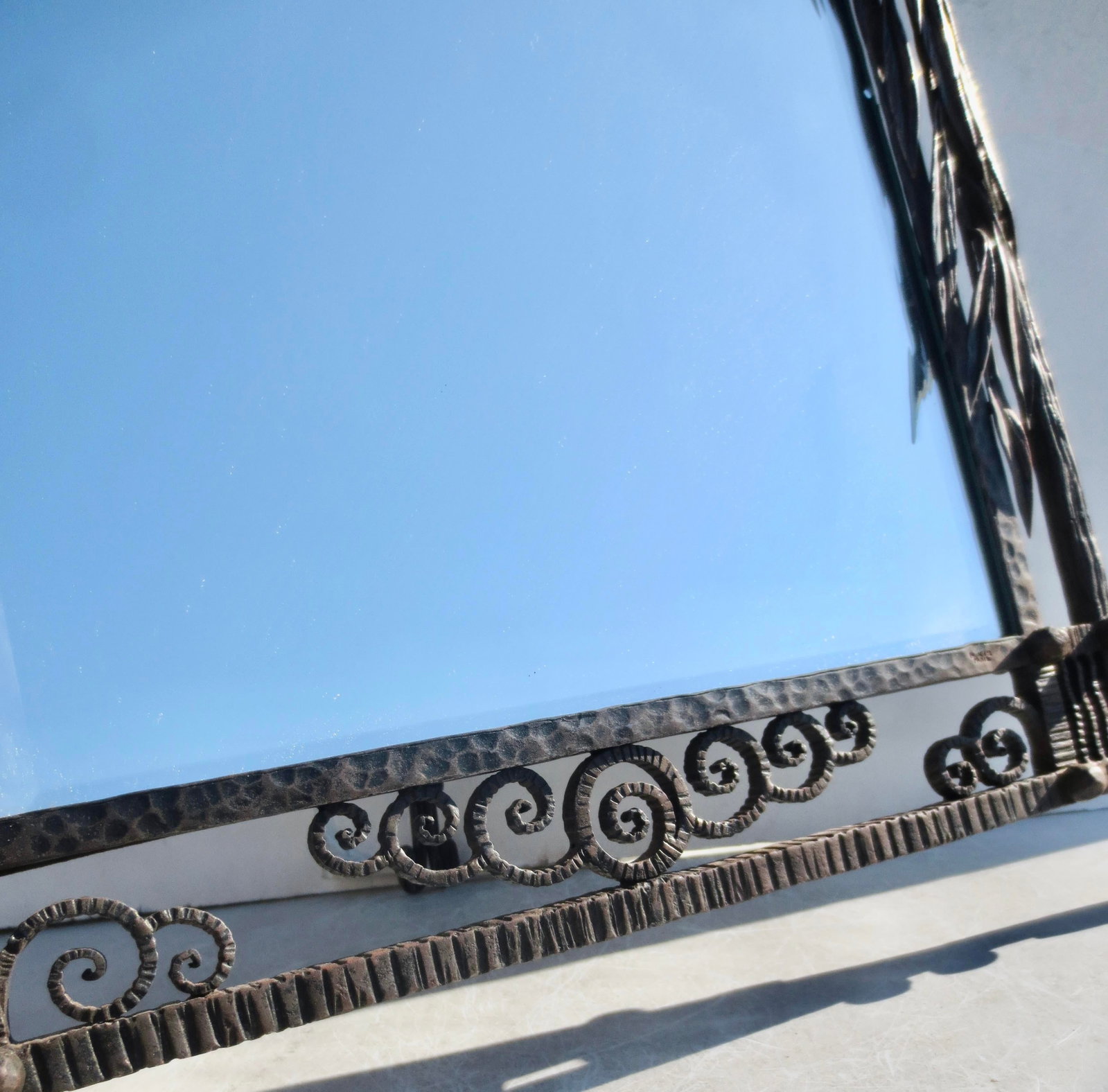Antique French Iron Art Deco Table Mirror Circa 1920s - 9