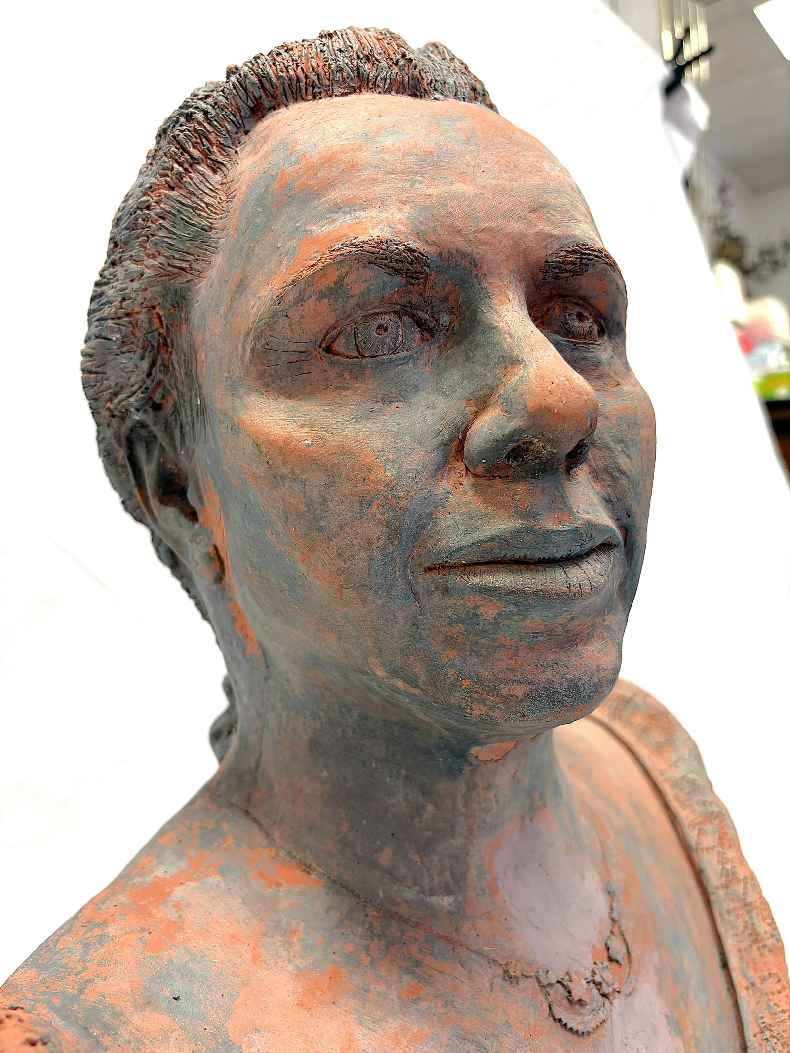 Vintage Signed Original Terra Cotta Bust Sculpture C1991 - 10
