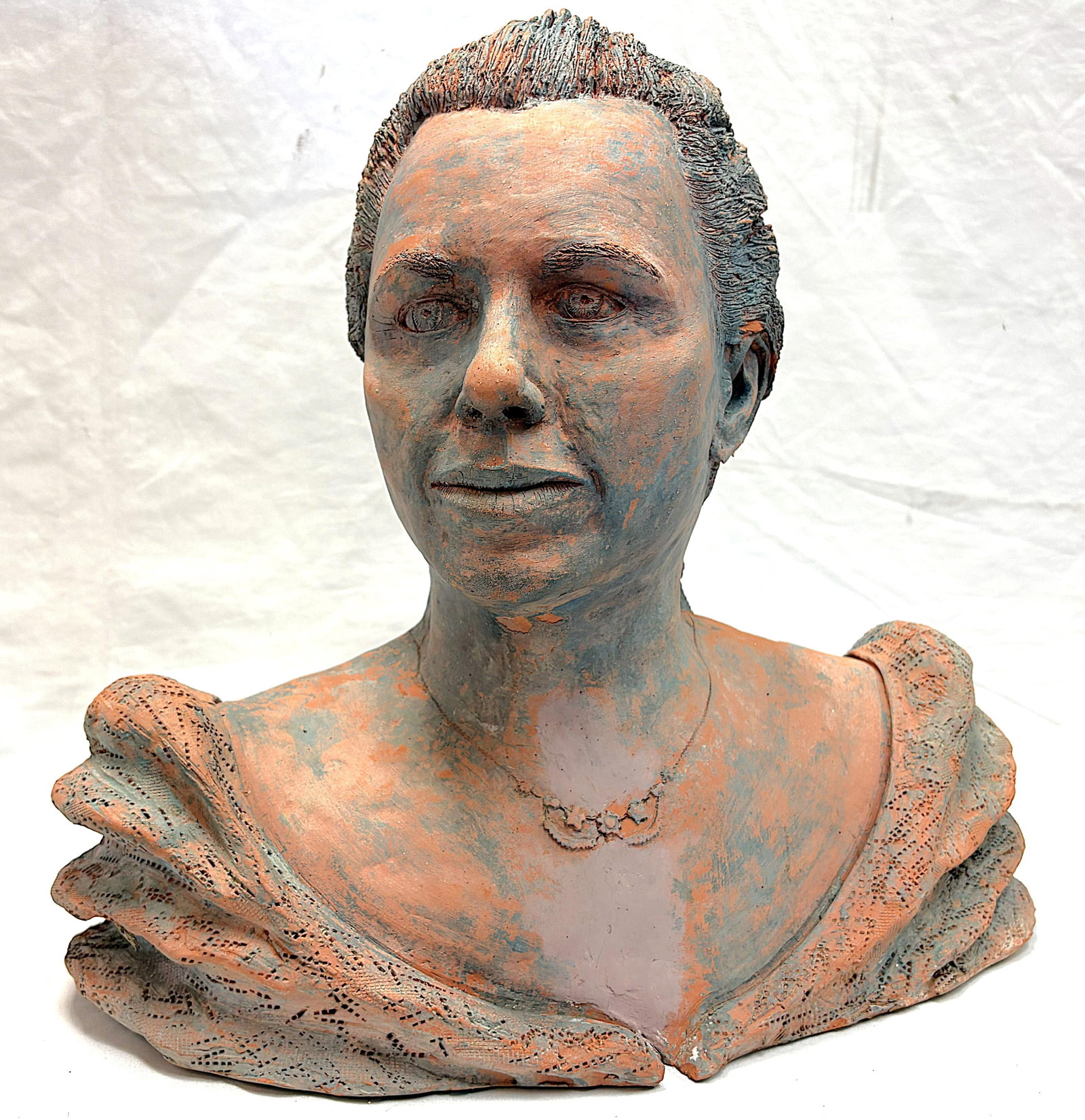 Vintage Signed Original Terra Cotta Bust Sculpture C1991 - 2