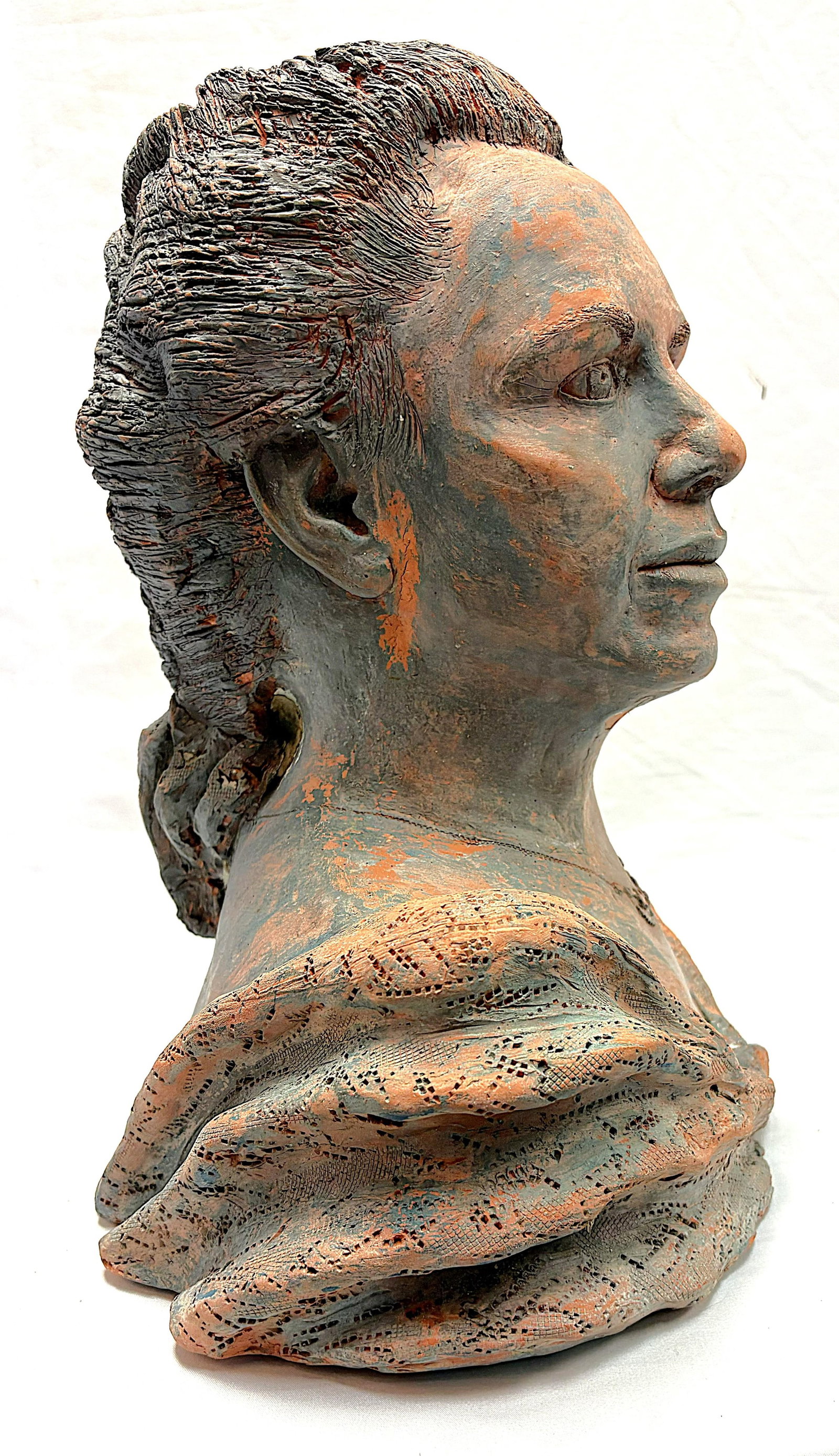 Vintage Signed Original Terra Cotta Bust Sculpture C1991 - 4