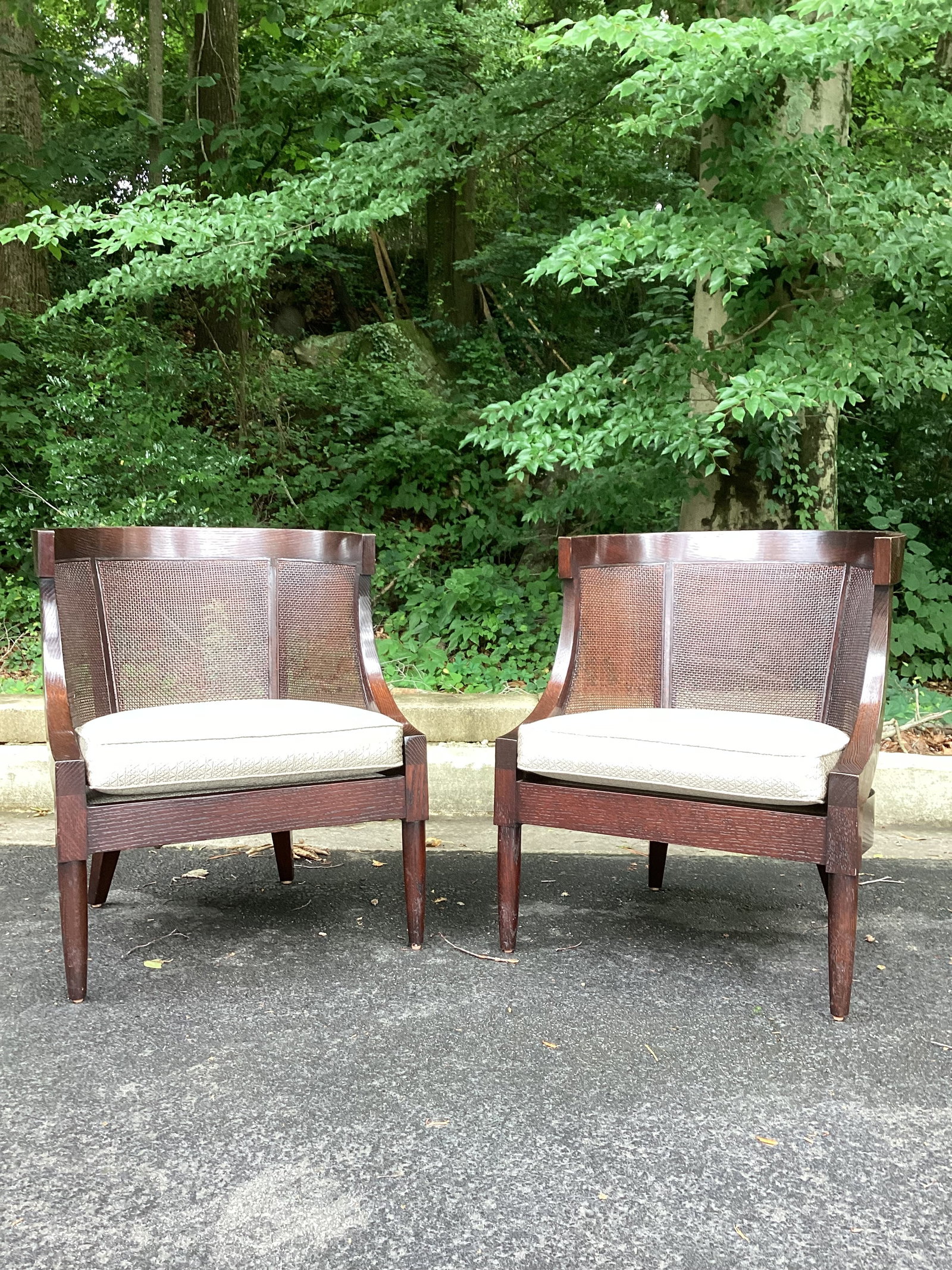 Late 20th Century Dessin Fournir Art Deco Style Cane Accent Chairs – Pair - 10
