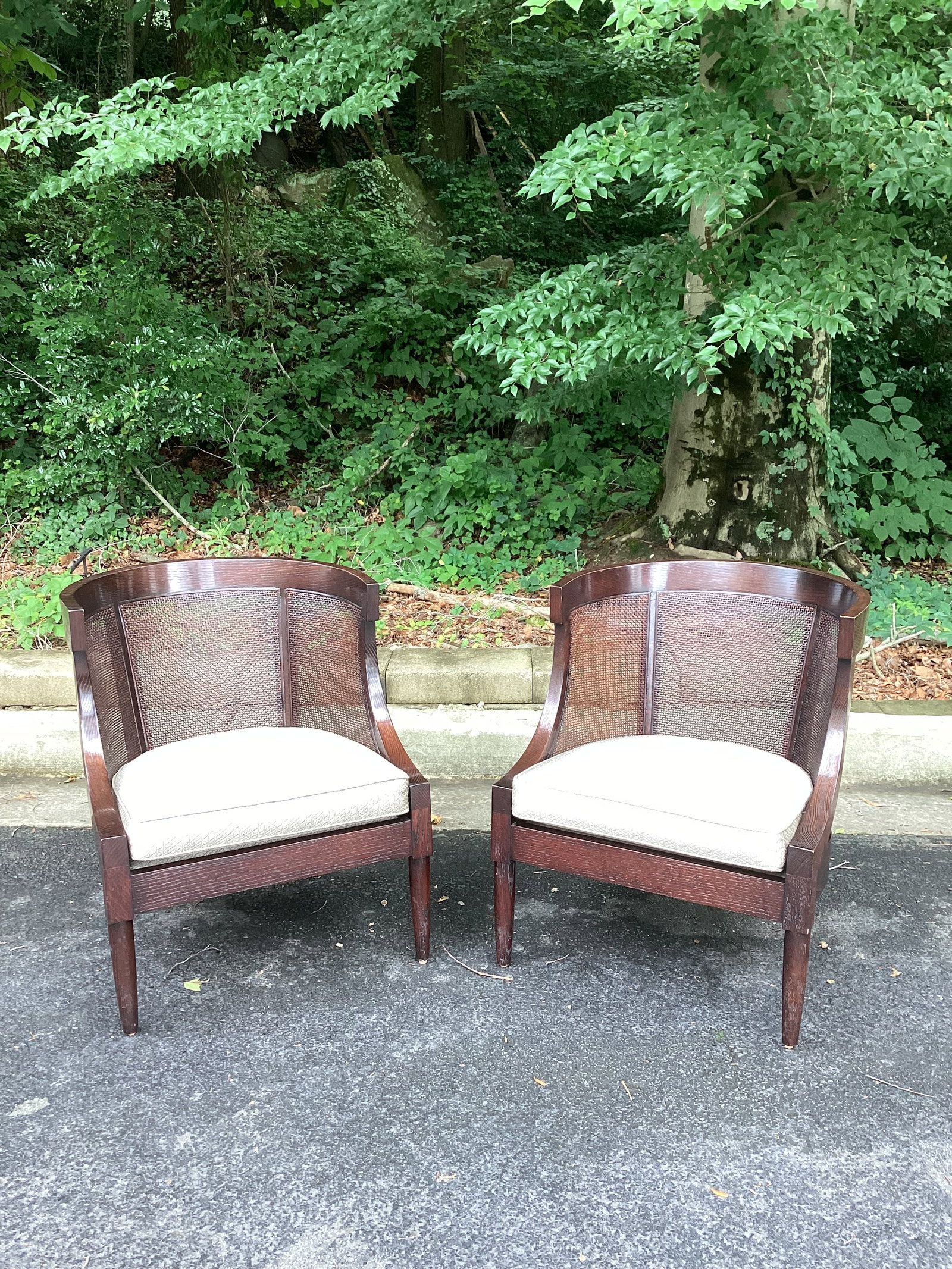 Late 20th Century Dessin Fournir Art Deco Style Cane Accent Chairs – Pair - 11