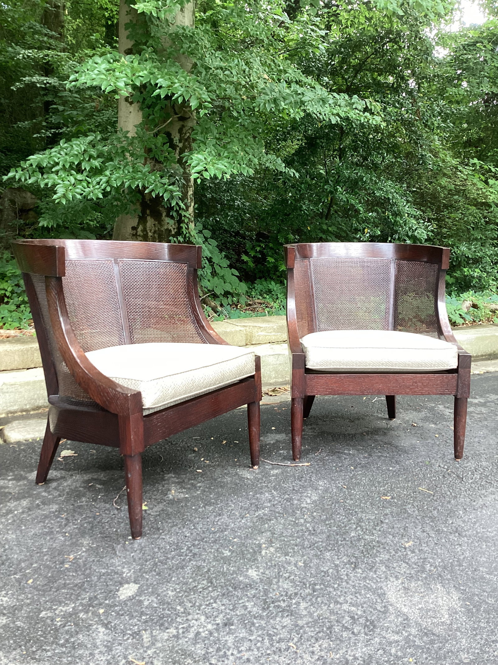 Late 20th Century Dessin Fournir Art Deco Style Cane Accent Chairs – Pair - 13