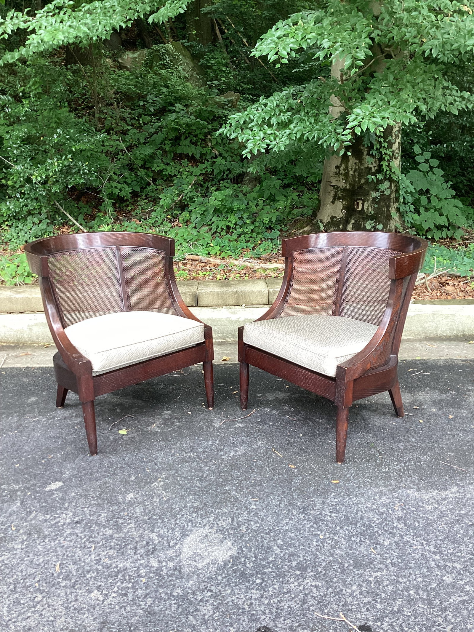 Late 20th Century Dessin Fournir Art Deco Style Cane Accent Chairs – Pair - 2