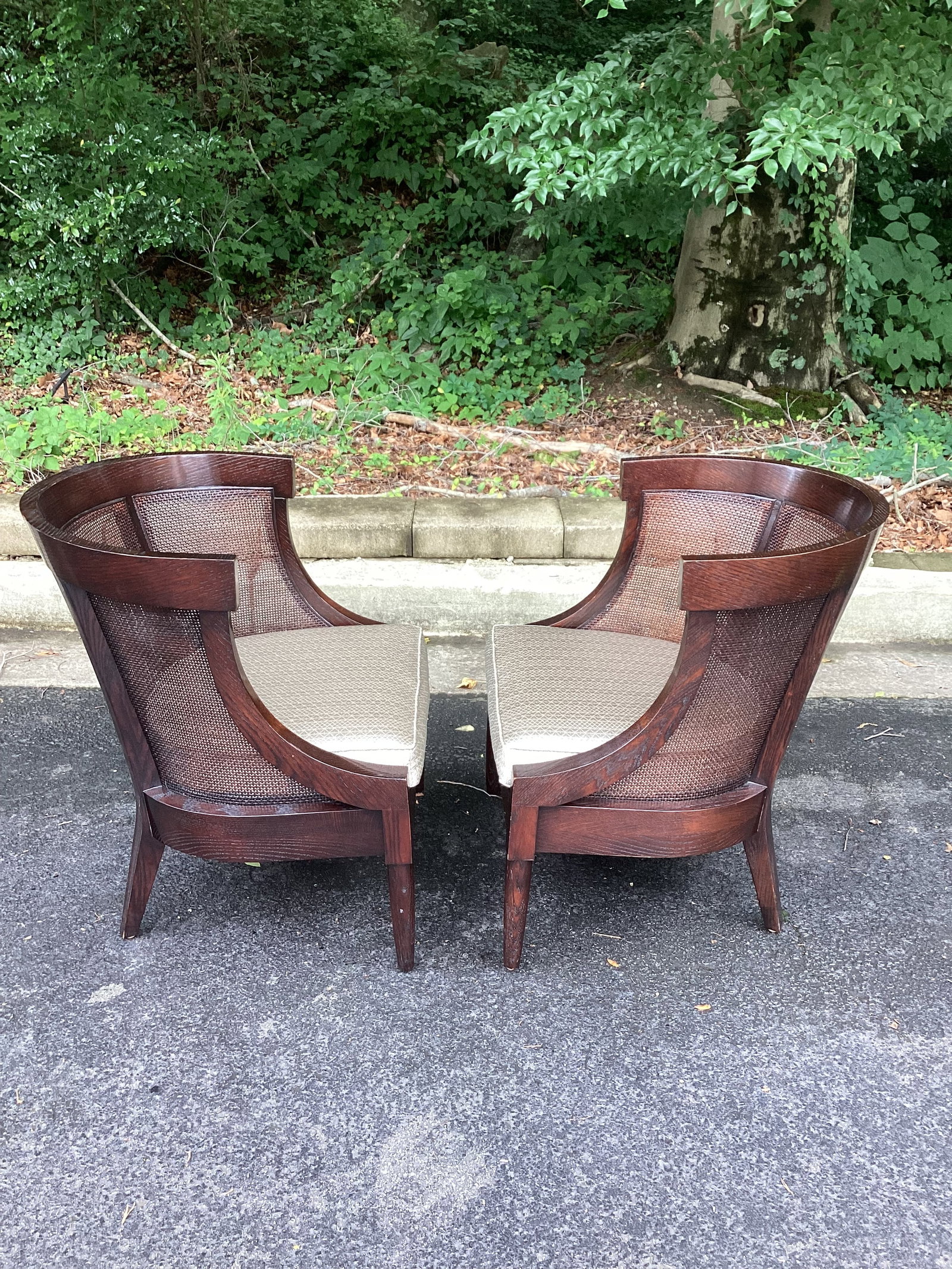 Late 20th Century Dessin Fournir Art Deco Style Cane Accent Chairs – Pair - 5
