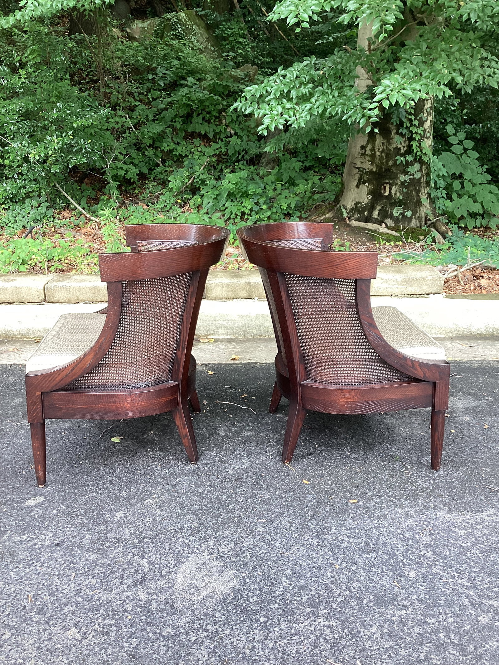 Late 20th Century Dessin Fournir Art Deco Style Cane Accent Chairs – Pair - 6