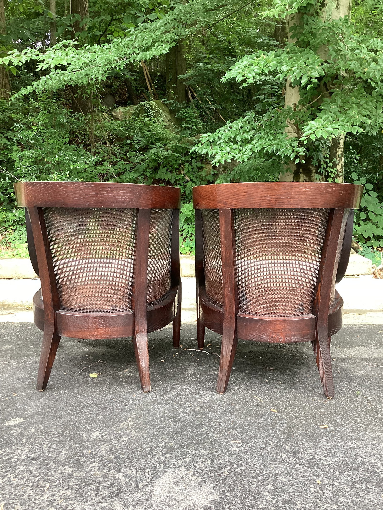 Late 20th Century Dessin Fournir Art Deco Style Cane Accent Chairs – Pair - 7
