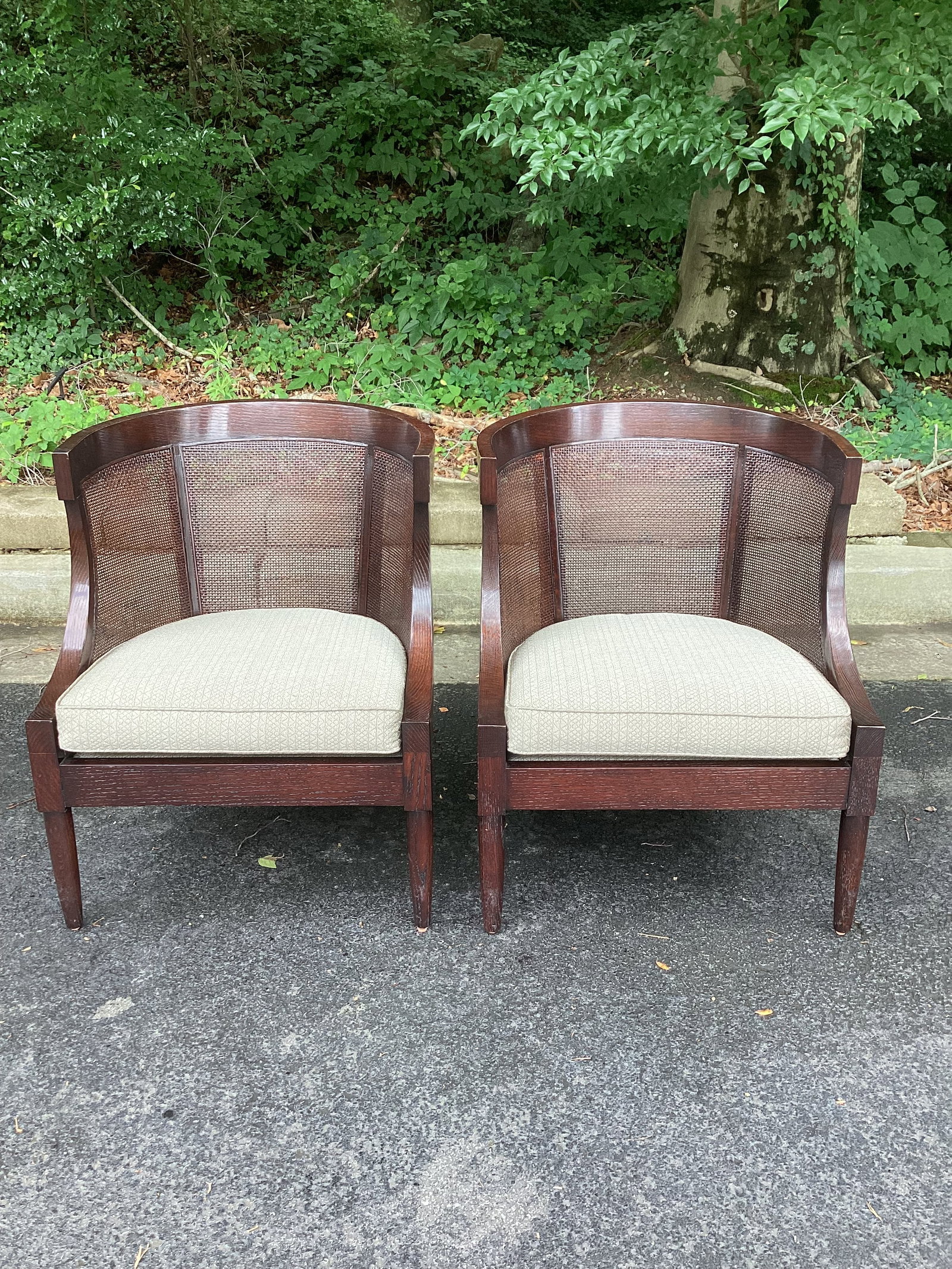 Late 20th Century Dessin Fournir Art Deco Style Cane Accent Chairs – Pair - 8