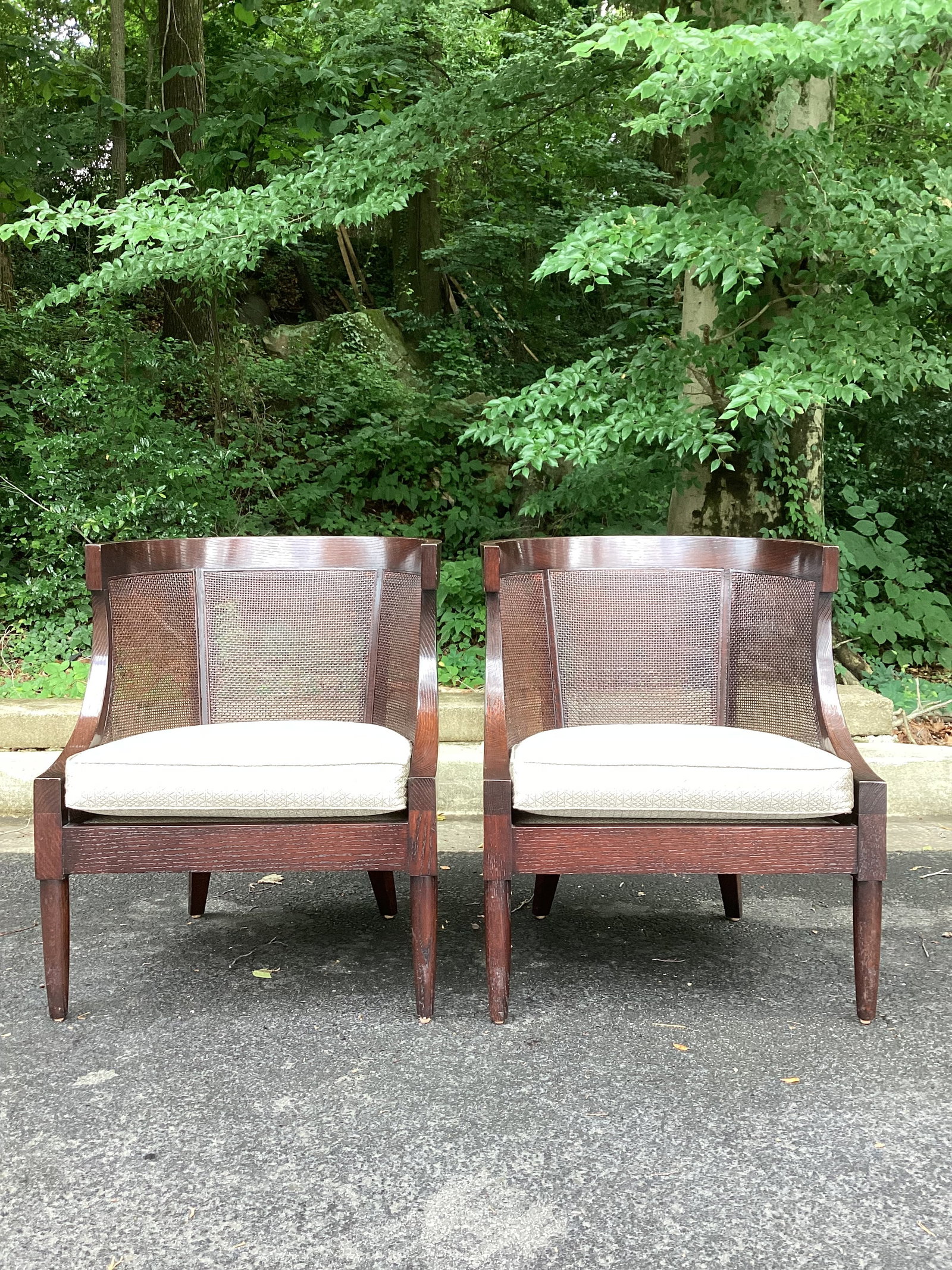 Late 20th Century Dessin Fournir Art Deco Style Cane Accent Chairs – Pair - 9