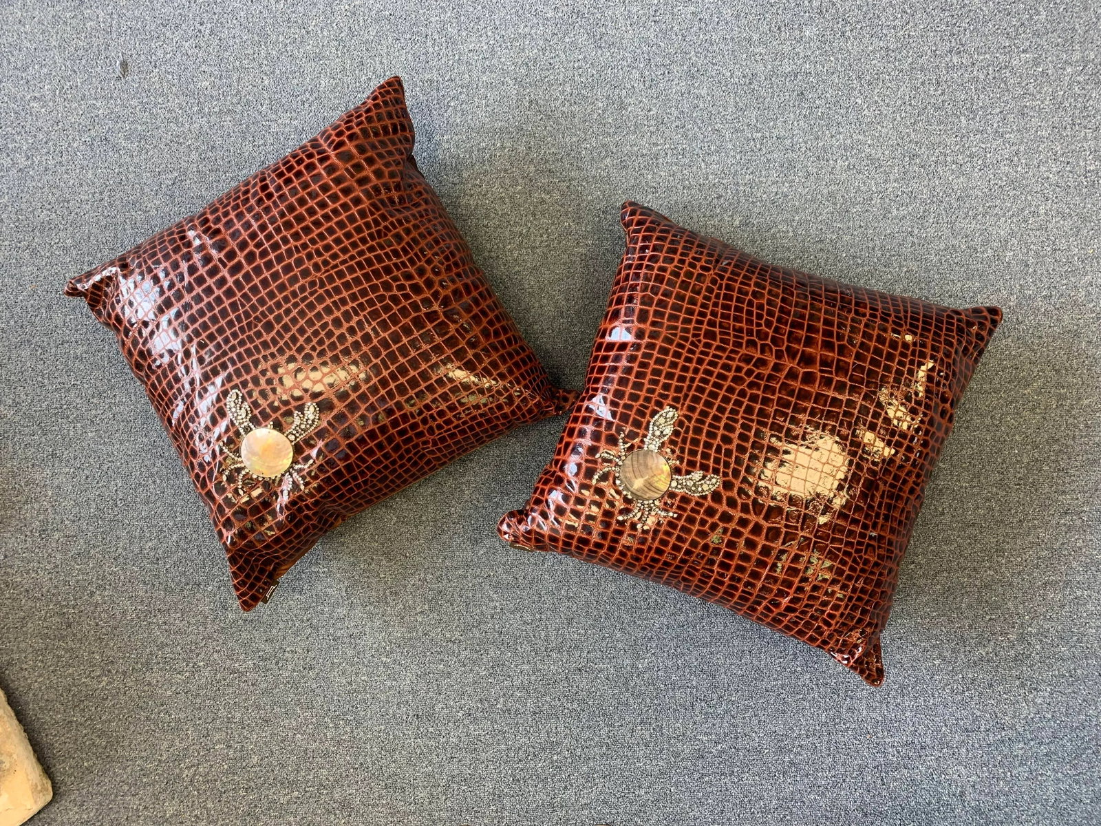 Ankasa Faux Crocodile Embellished Pillows - a Pair - 2
