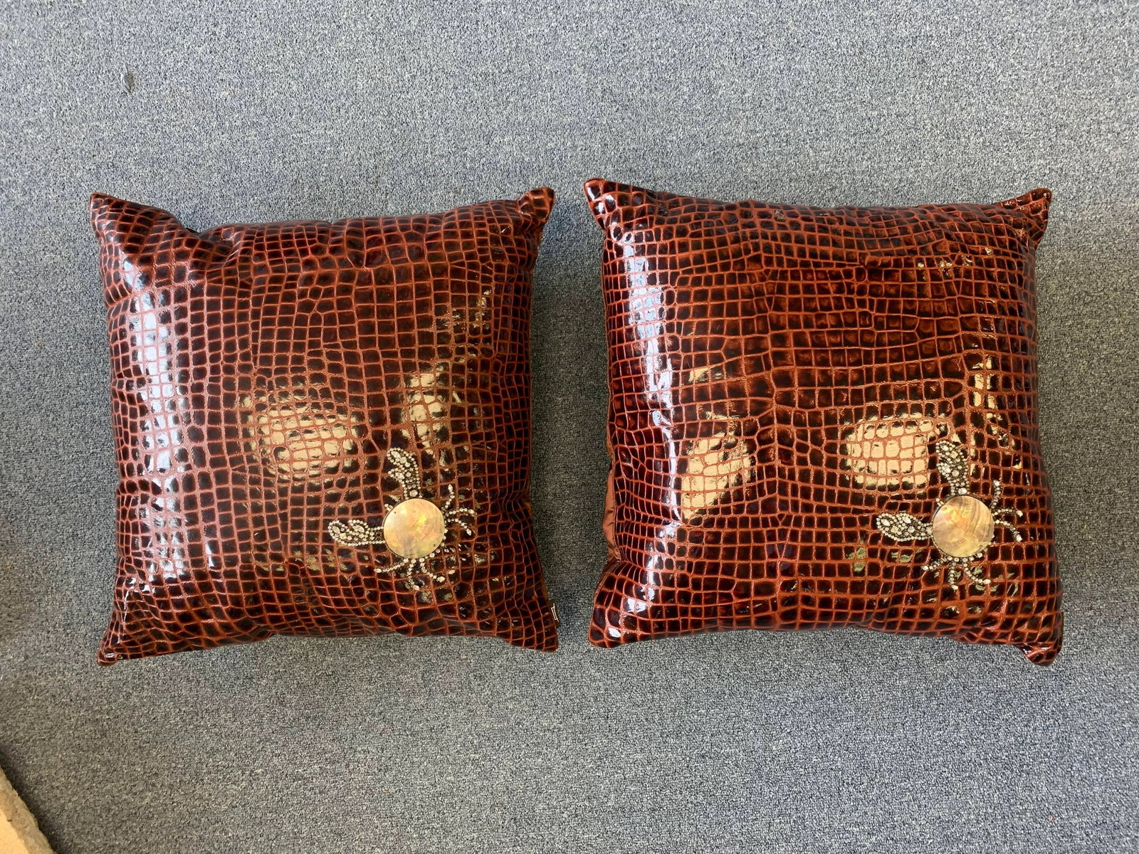Ankasa Faux Crocodile Embellished Pillows - a Pair - 3