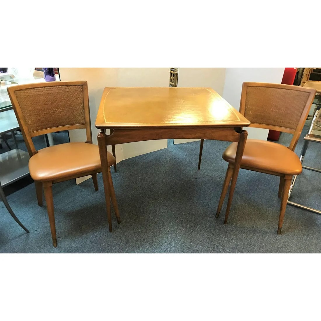 Mid-Century Modern William A. Berkey for John Widdicomb Walnut Side Chairs With Faux Leather Seats - - 11