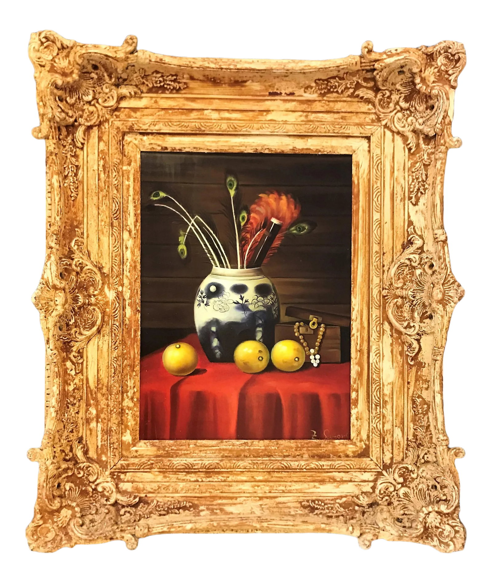 Signed "Z. Sators" Still Life Painting on Canvas With Frame (1 of 12)