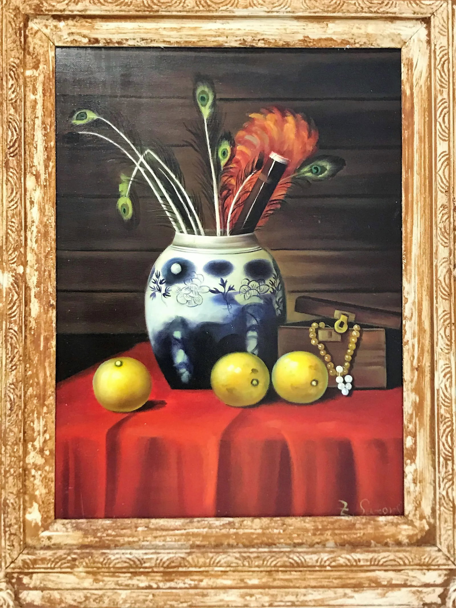 Signed "Z. Sators" Still Life Painting on Canvas With Frame - 2