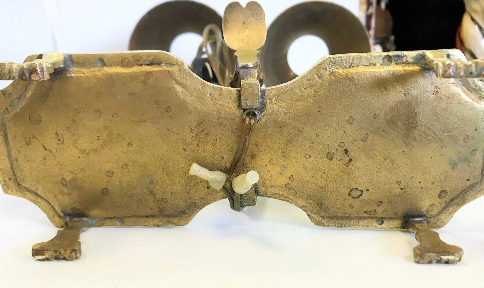 Antique Italian Brass Student Oil Lamp Converted to Electric With Adjustable Height Shades - 8