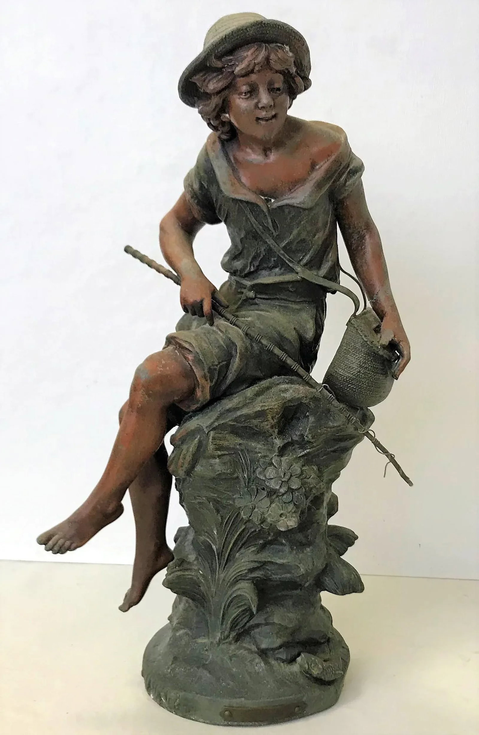Replica of 19th Century French Artist Auguste Moreau's Sculpture Signed 'PÃªcheur' - 2