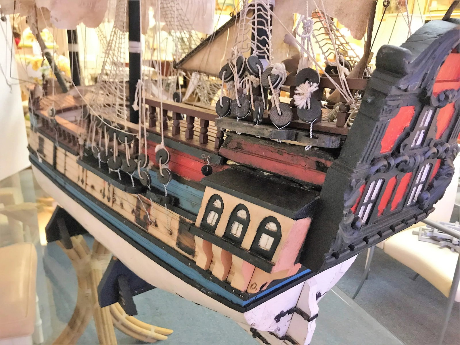 Large Scale Antique Model Ship Circa Early 1900s - 11